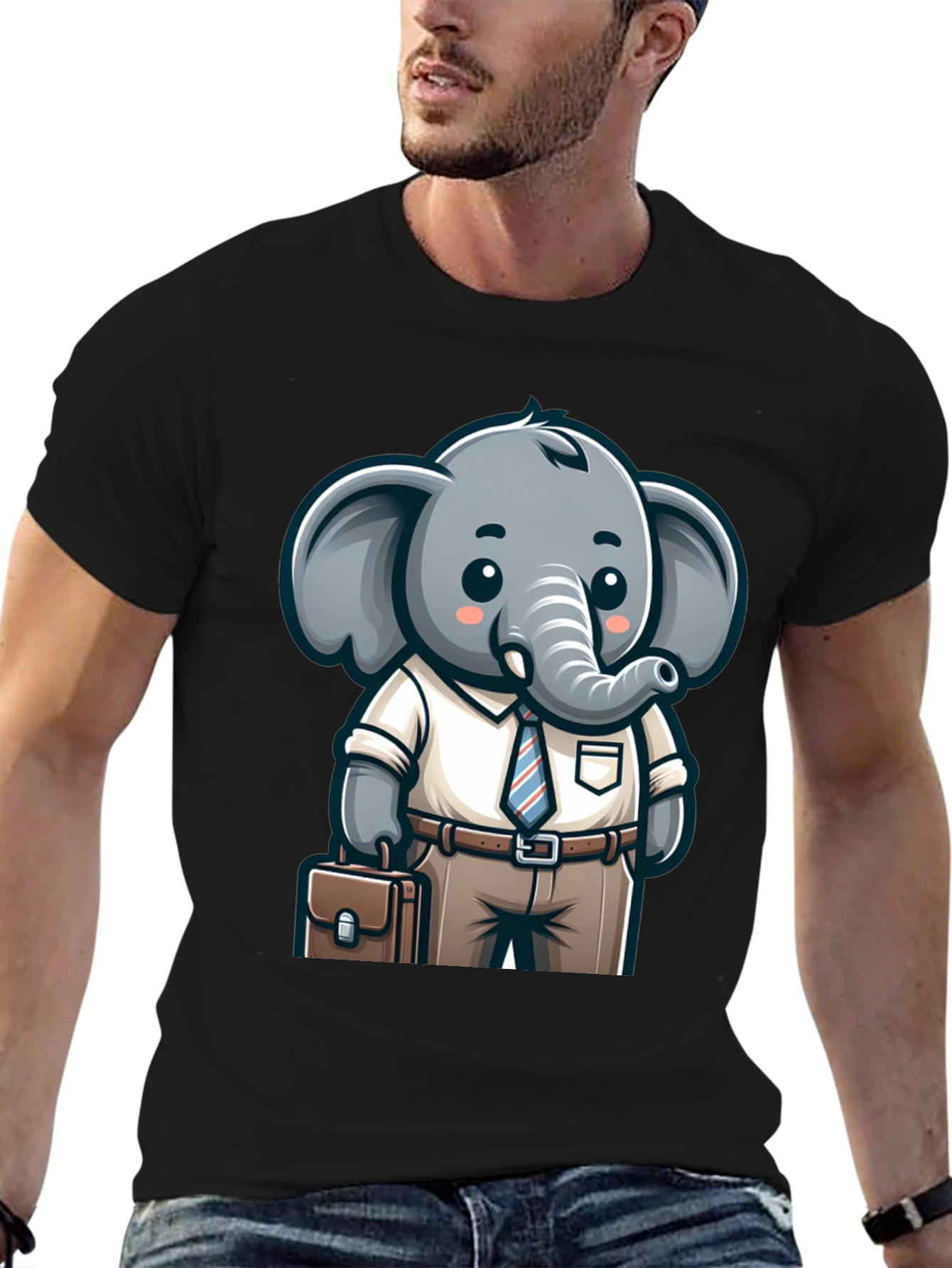 Cartoon Elephant Businessman Graphic Tee
