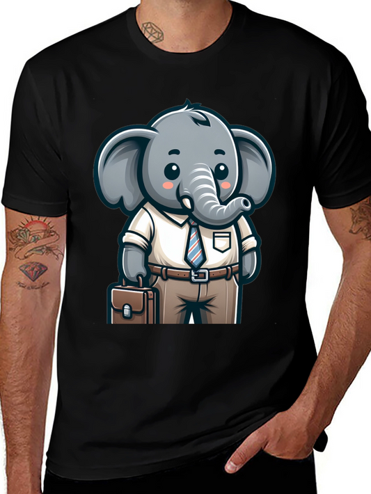 Cartoon Elephant Businessman Graphic Tee