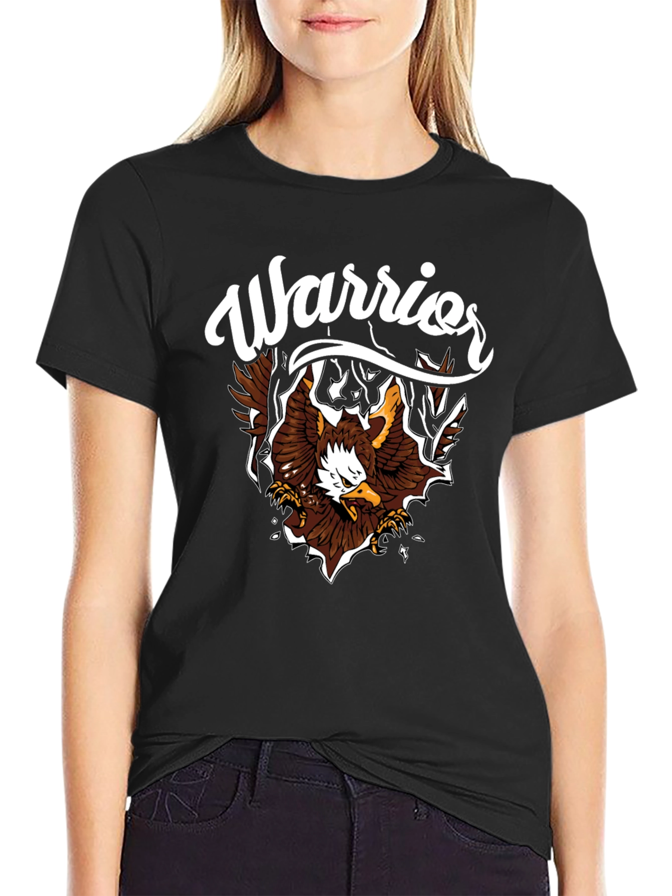 Warrior Eagle Graphic T-Shirt - Black
