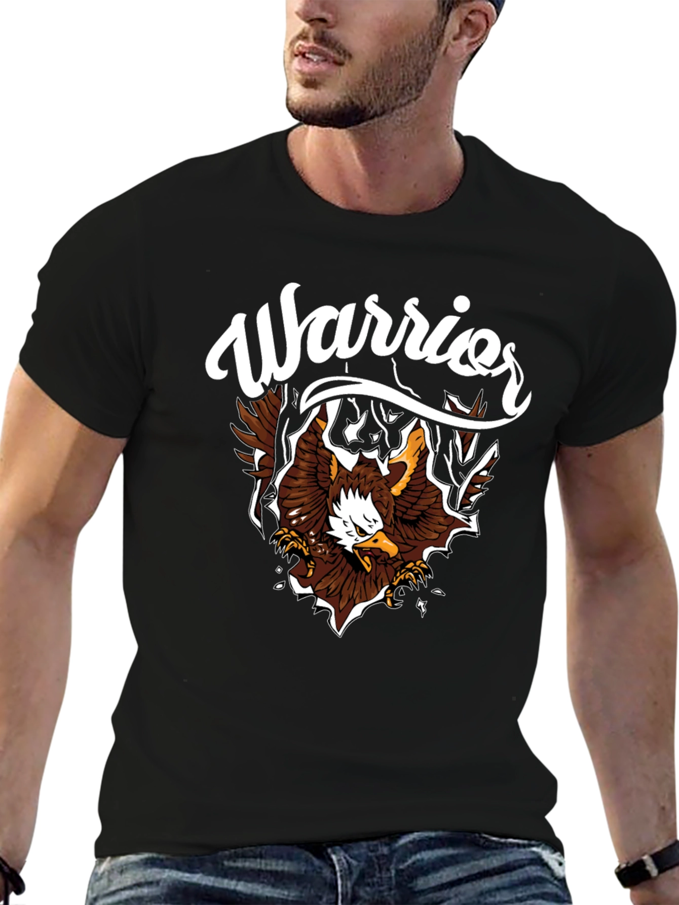 Warrior Eagle Graphic T-Shirt - Black