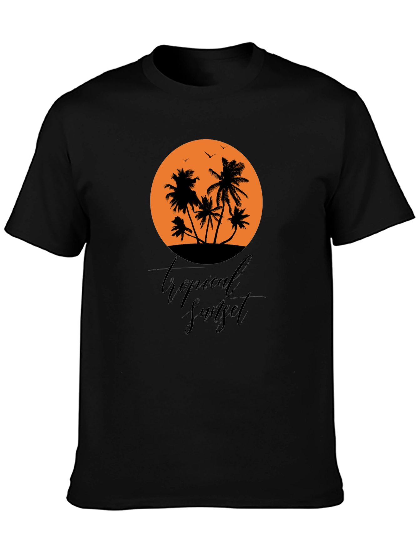 Tropical Sunset Black Graphic T-Shirt