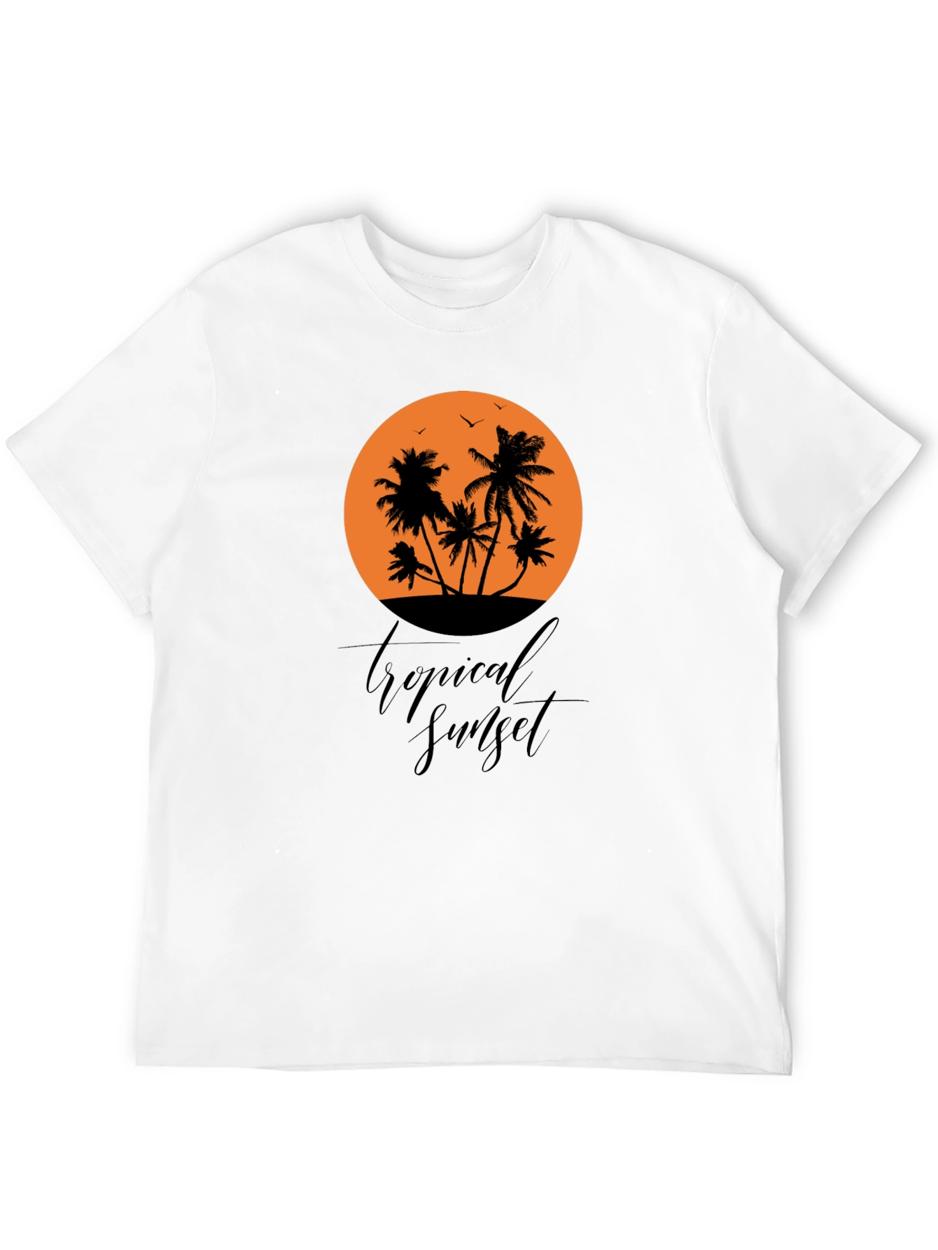 Tropical Sunset Black Graphic T-Shirt
