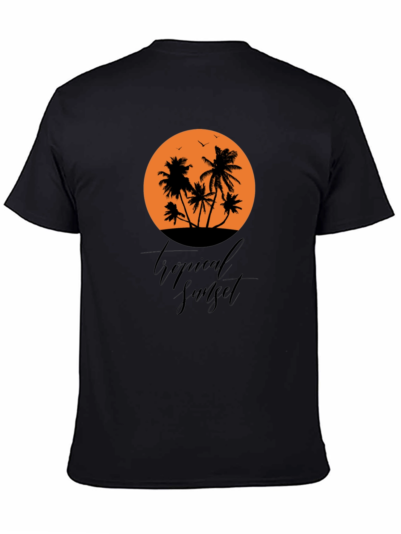 Tropical Sunset Black Graphic T-Shirt