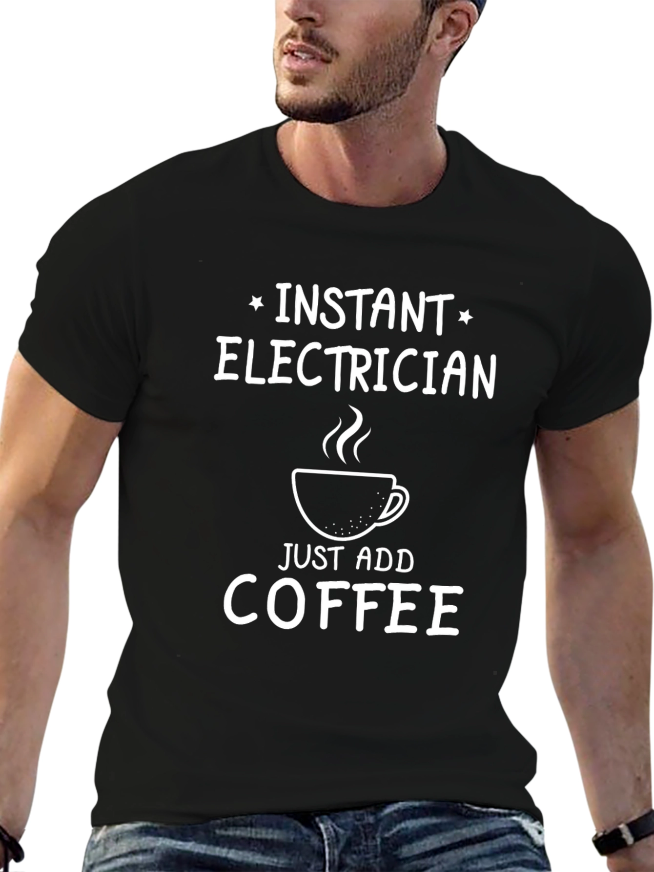 Instant Electrician Just Add Coffee Black T-Shirt