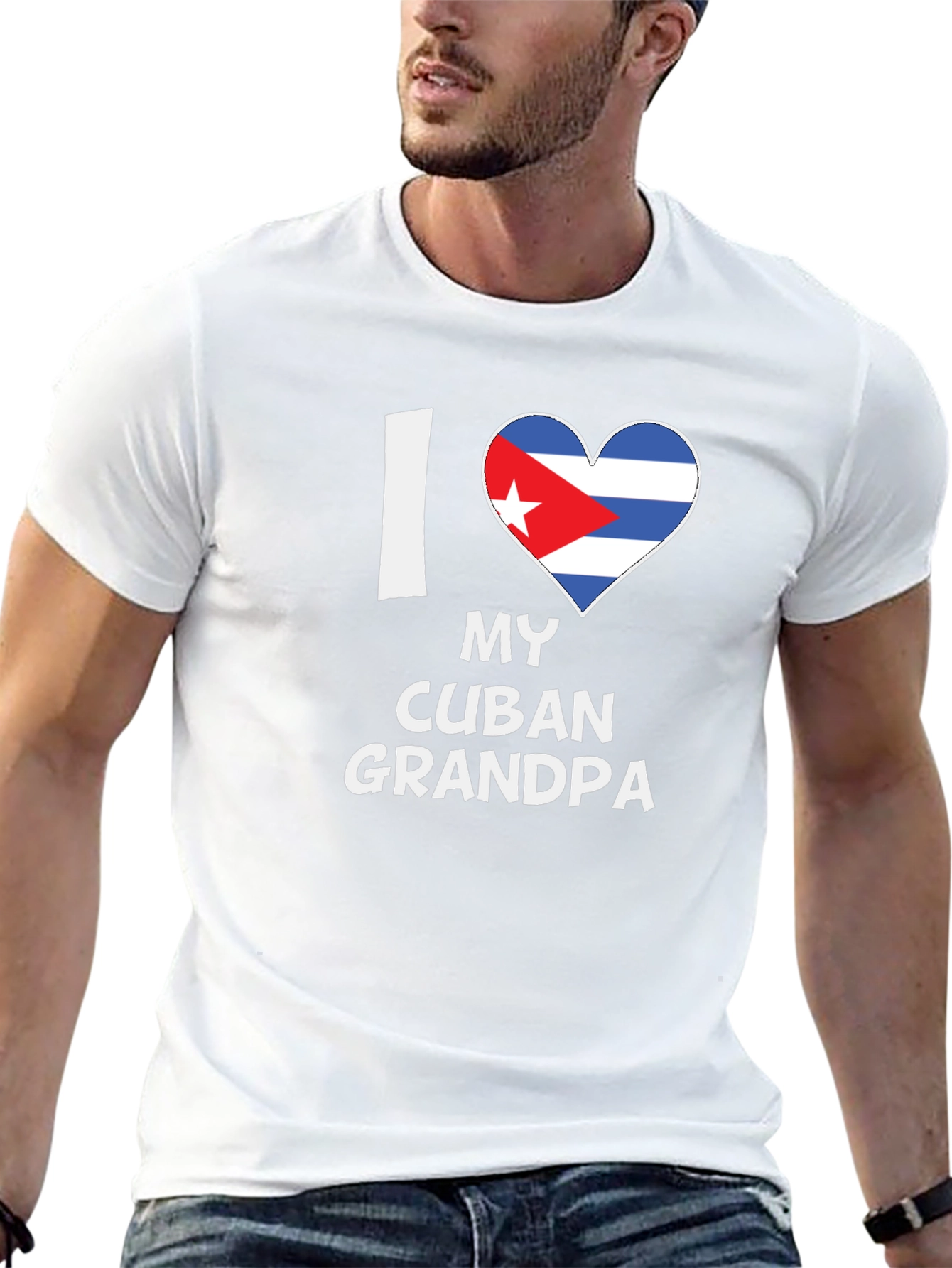 I Love My Cuban Grandpa T-Shirt Novelty Graphic Tee