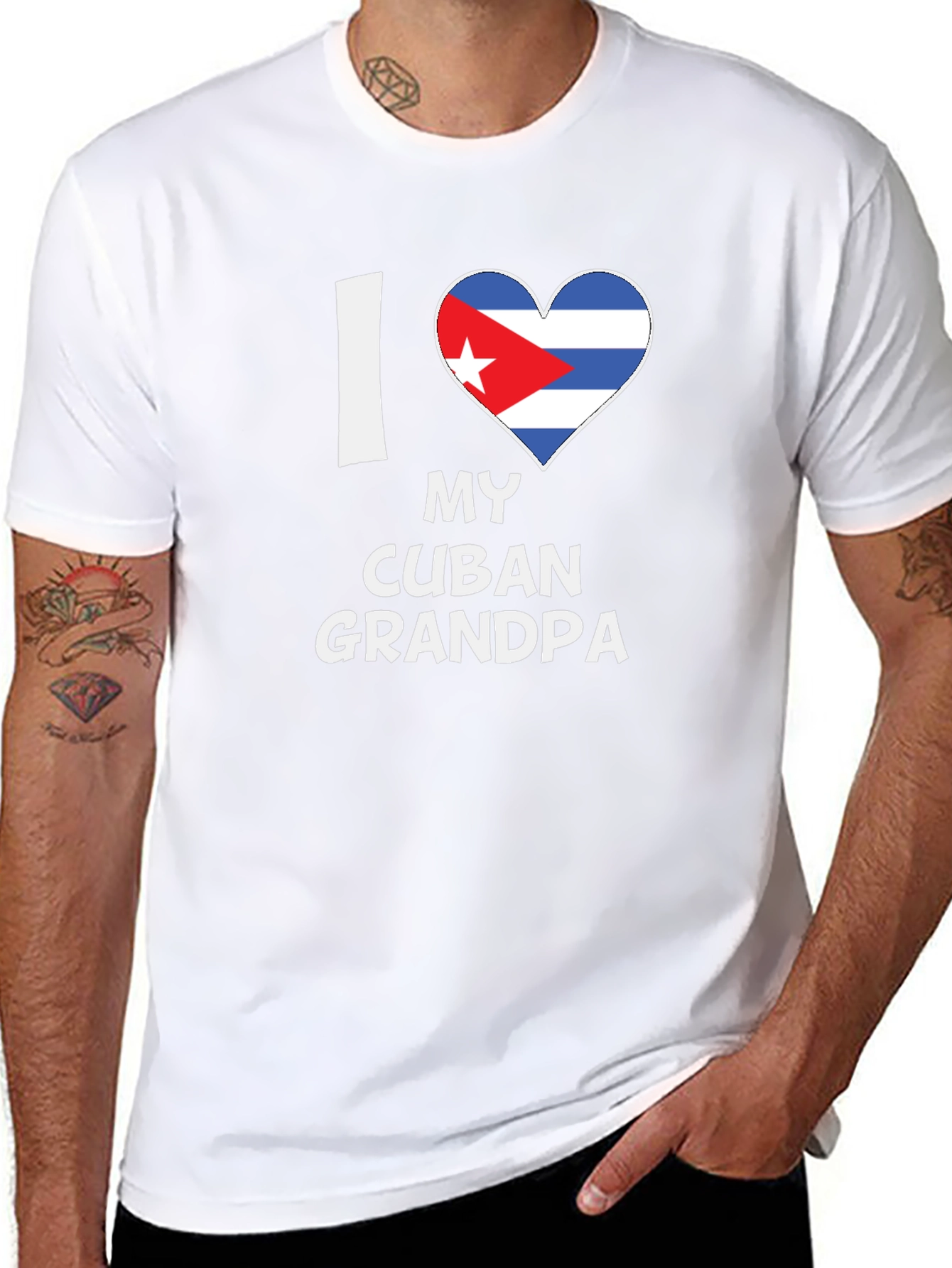 I Love My Cuban Grandpa T-Shirt Novelty Graphic Tee