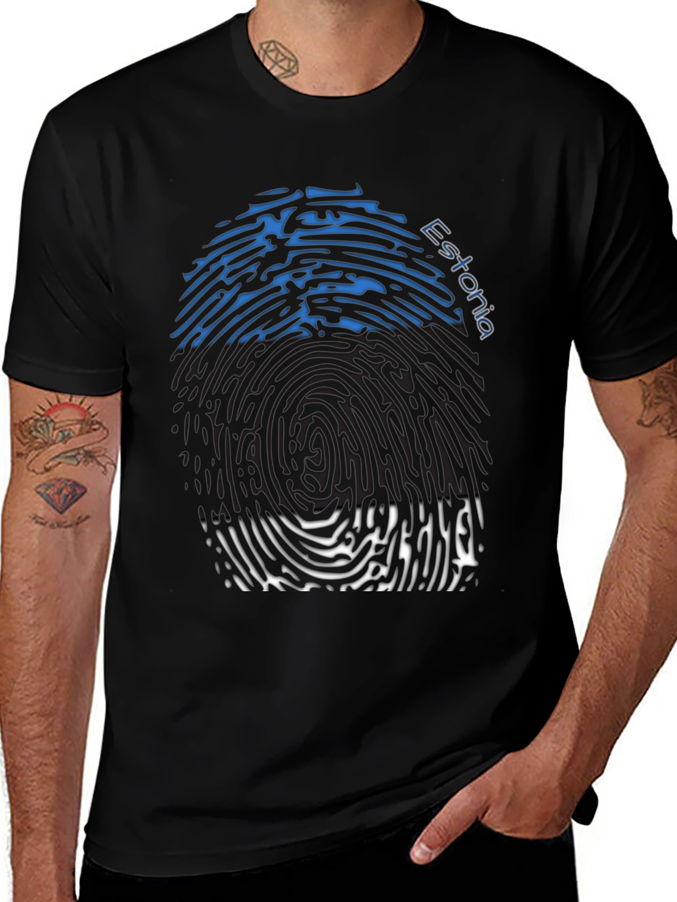 Estonia Fingerprint Flag T-Shirt - Unique Design