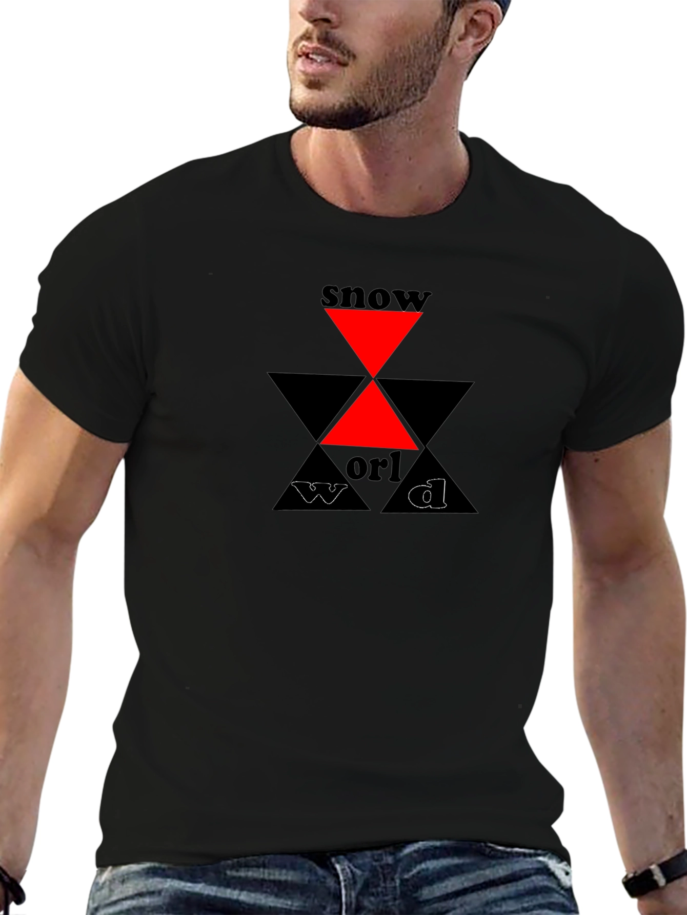 Snow World Graphic Tee - Black Cotton T-Shirt