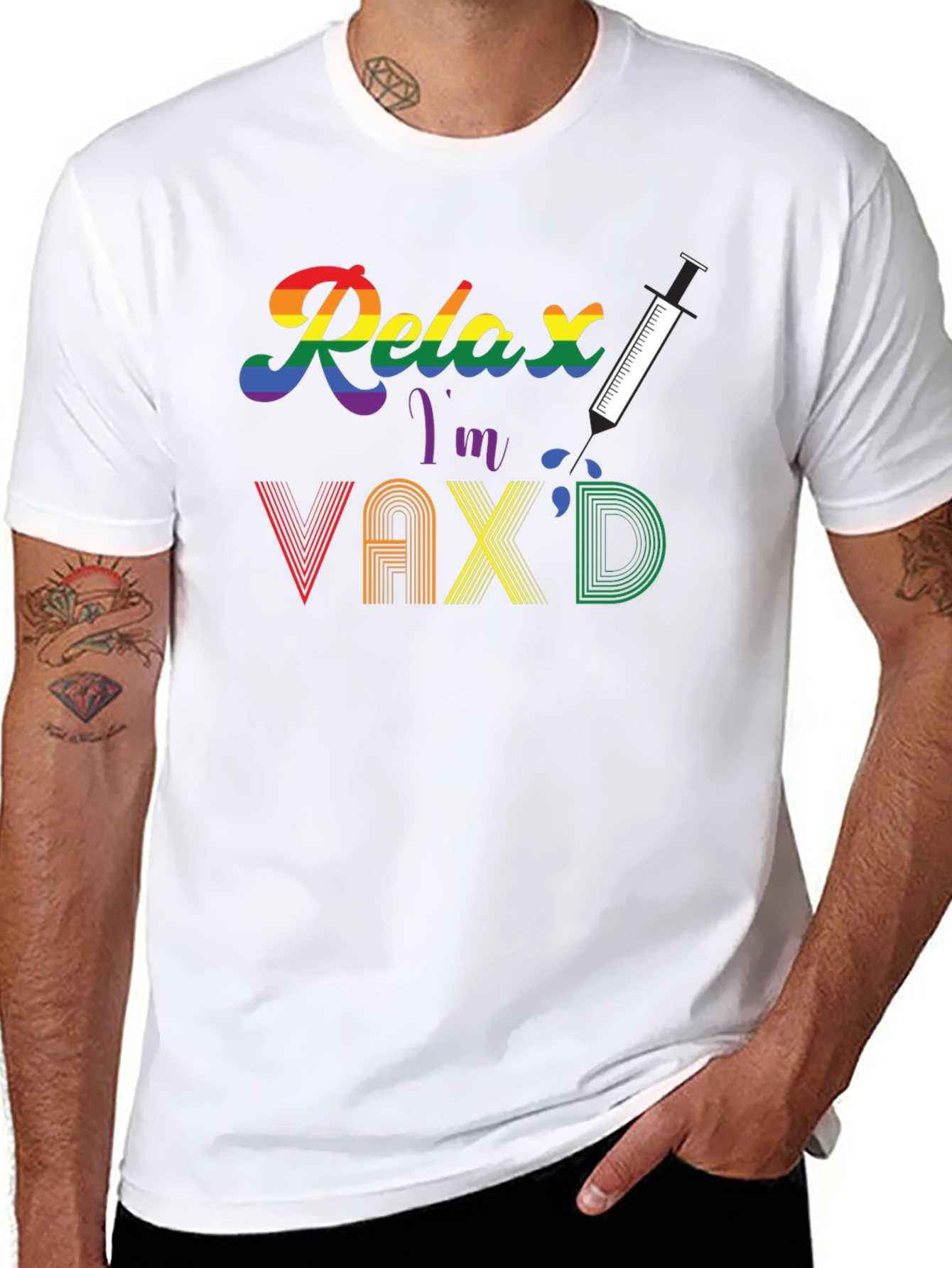 Relax Im Vaxd T-Shirt - Pride Rainbow