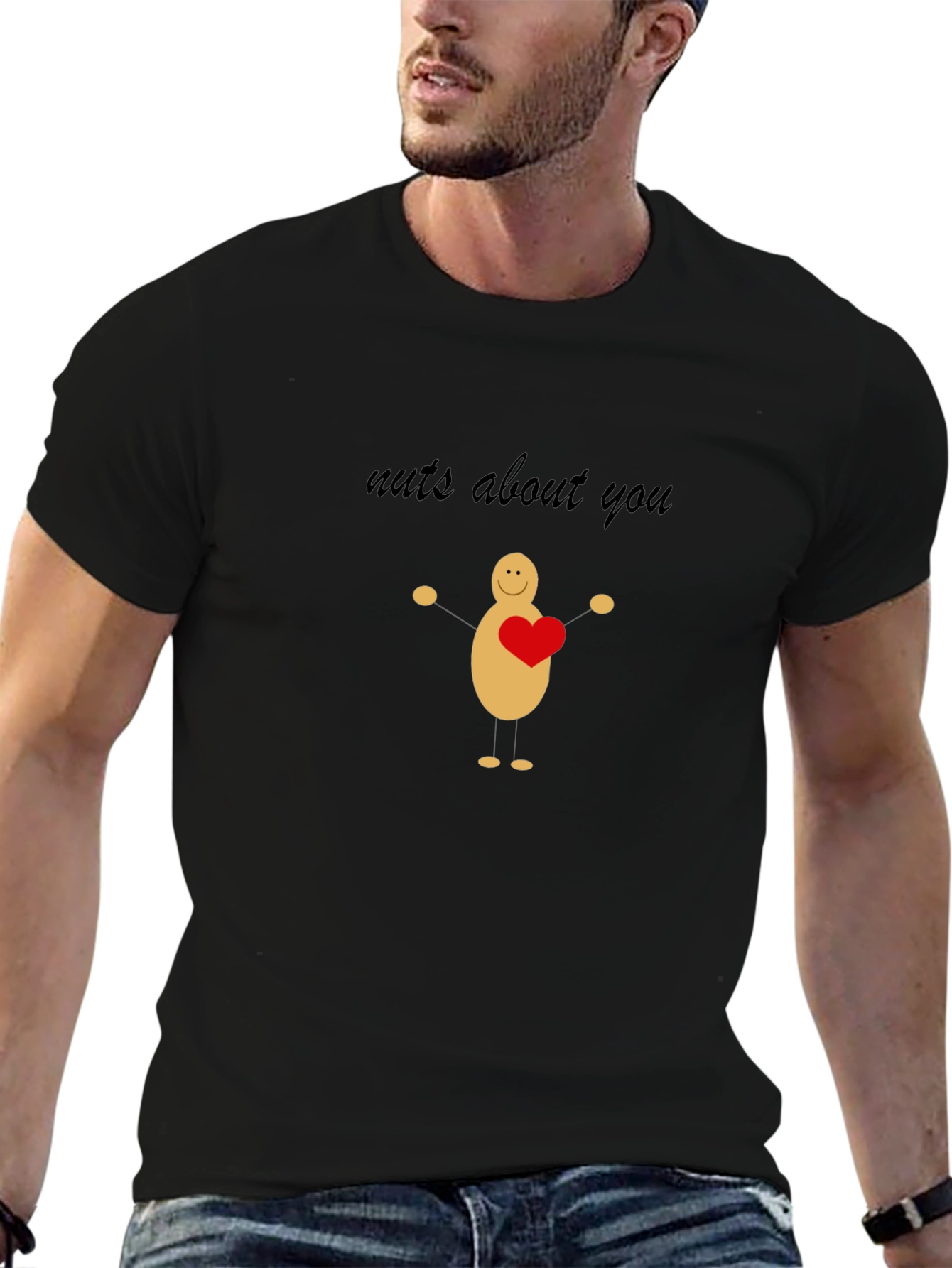 Nuts About You Graphic Tee - Black Cotton T-Shirt