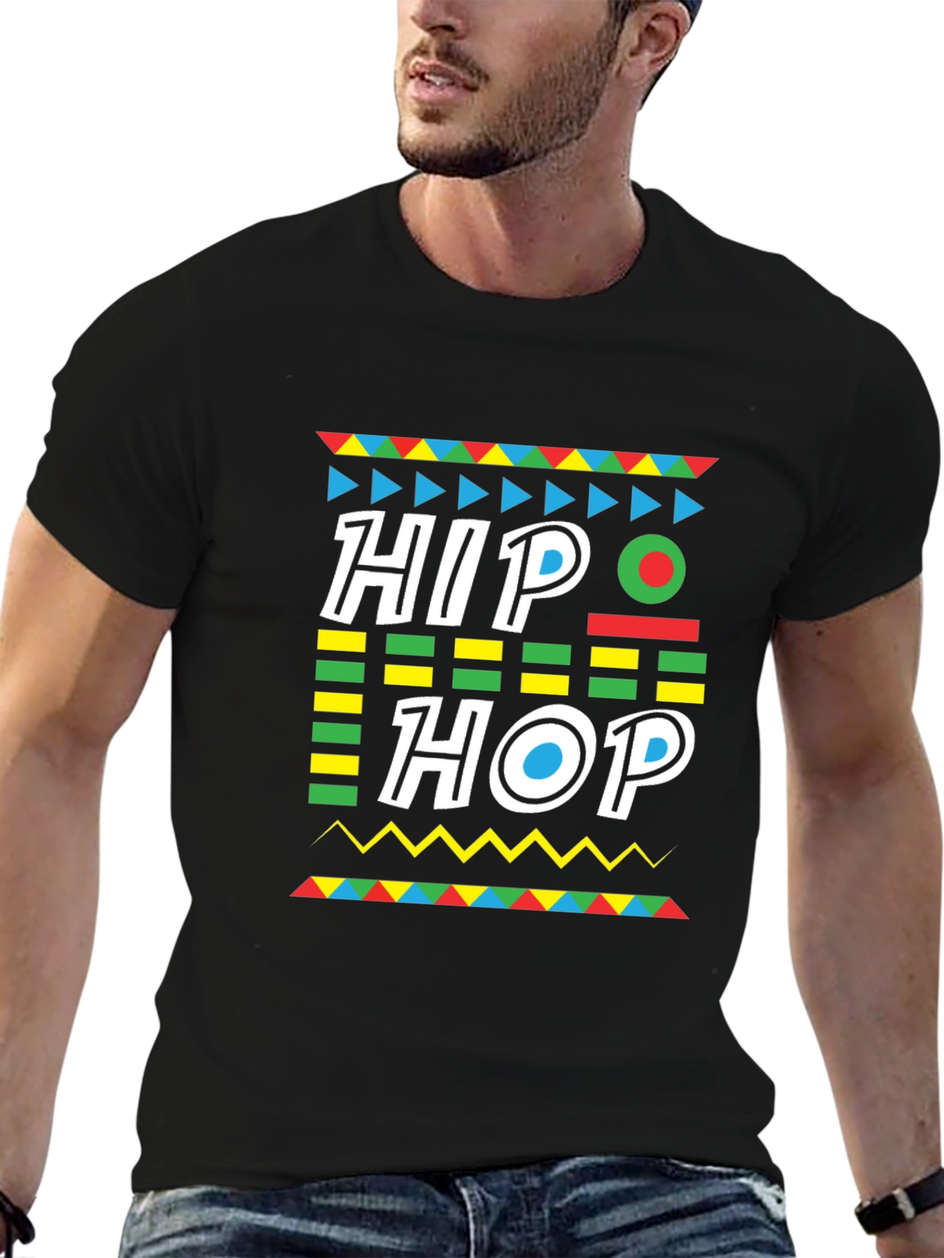 Hip Hop Graphic Print Black T-Shirt