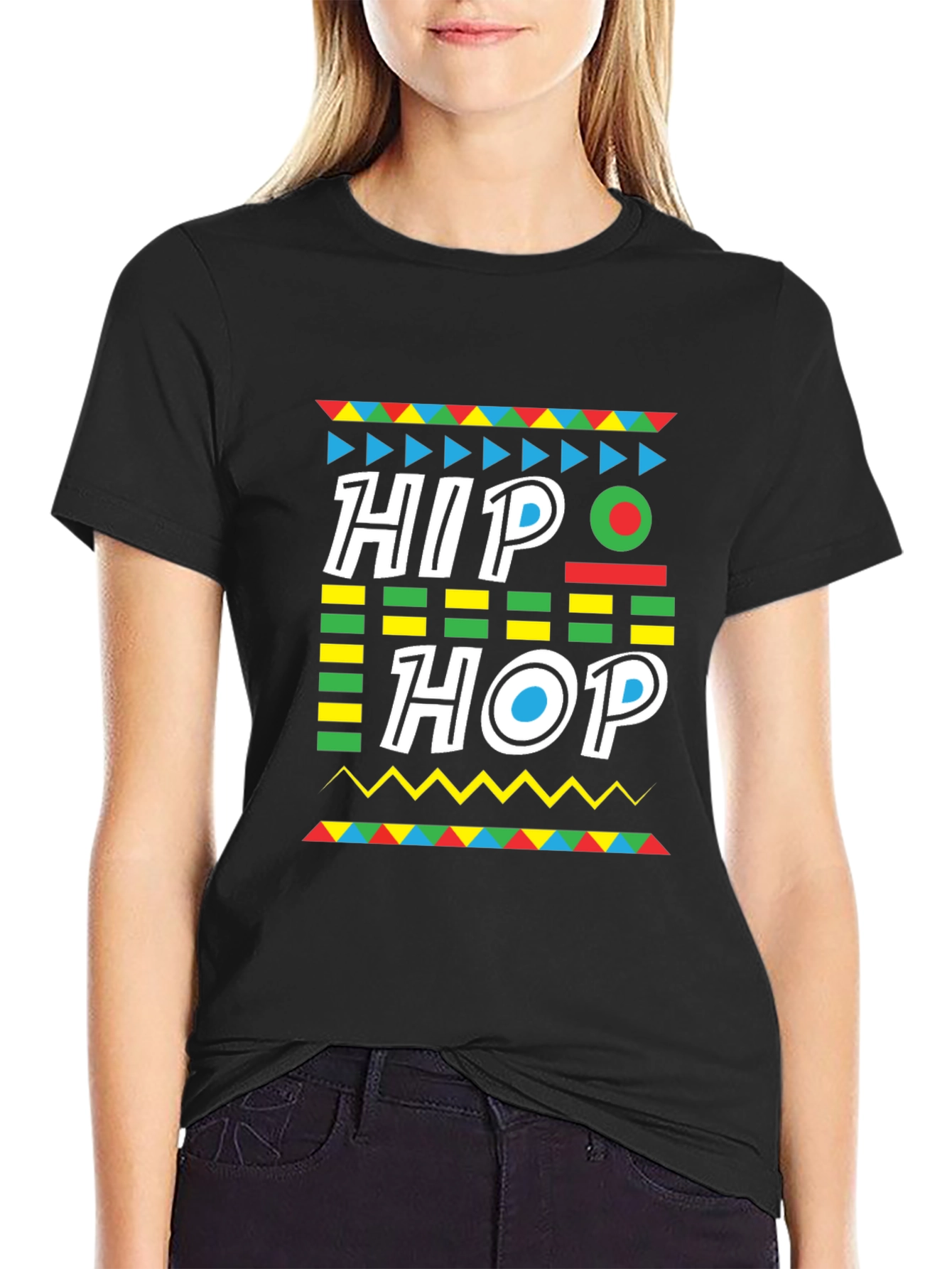 Hip Hop Graphic Print Black T-Shirt