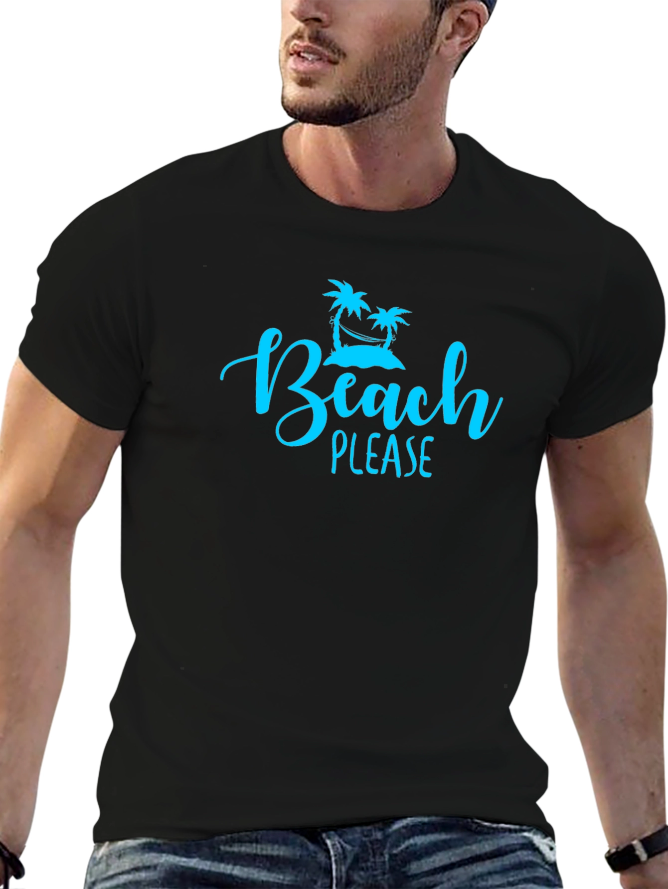 Beach Please Graphic Tee - Black