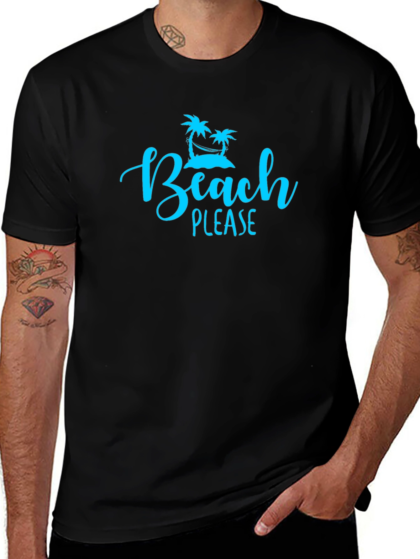 Beach Please Graphic Tee - Black