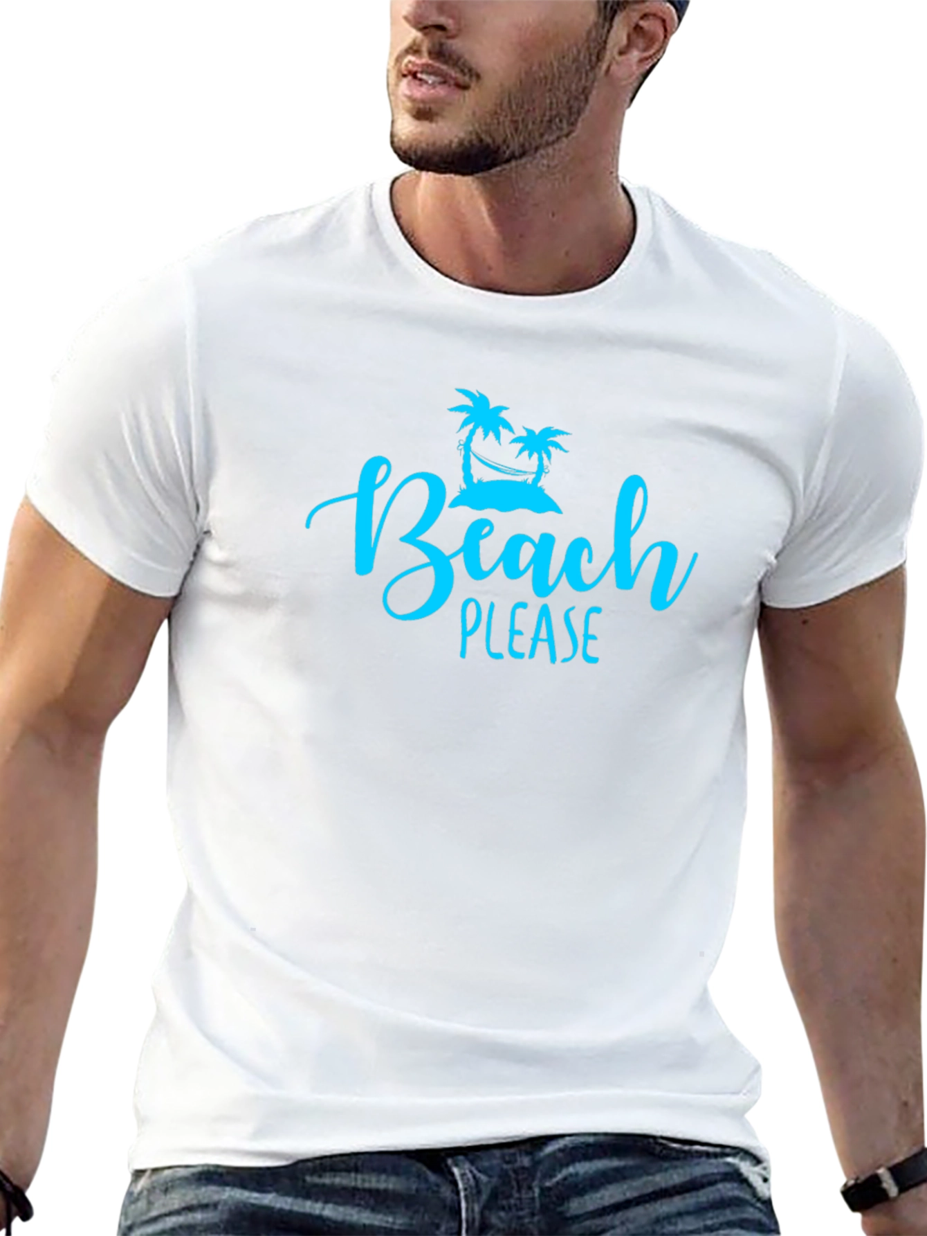 Beach Please Graphic Tee - Black