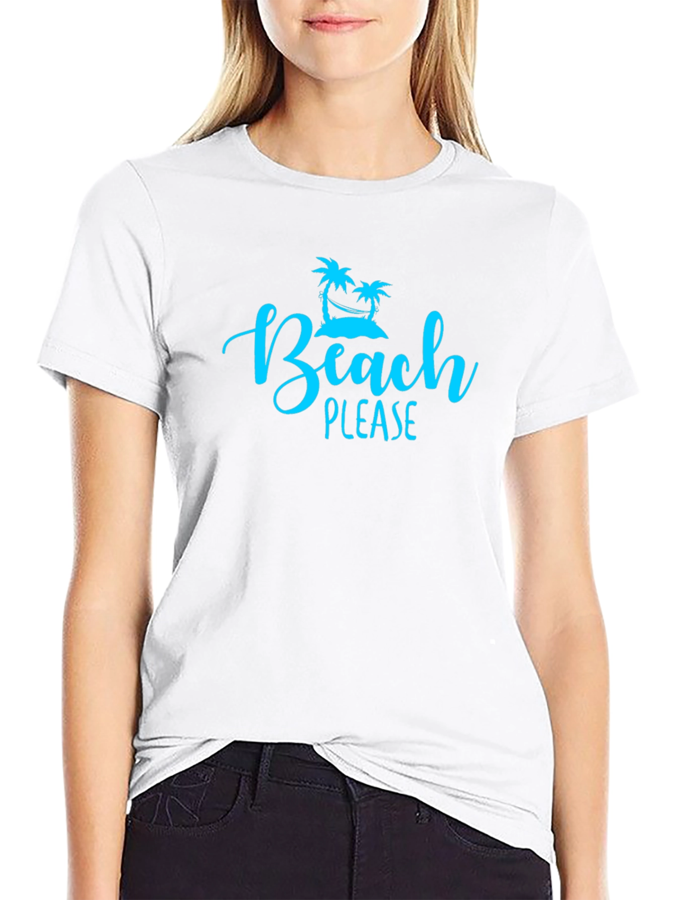 Beach Please Graphic Tee - Black