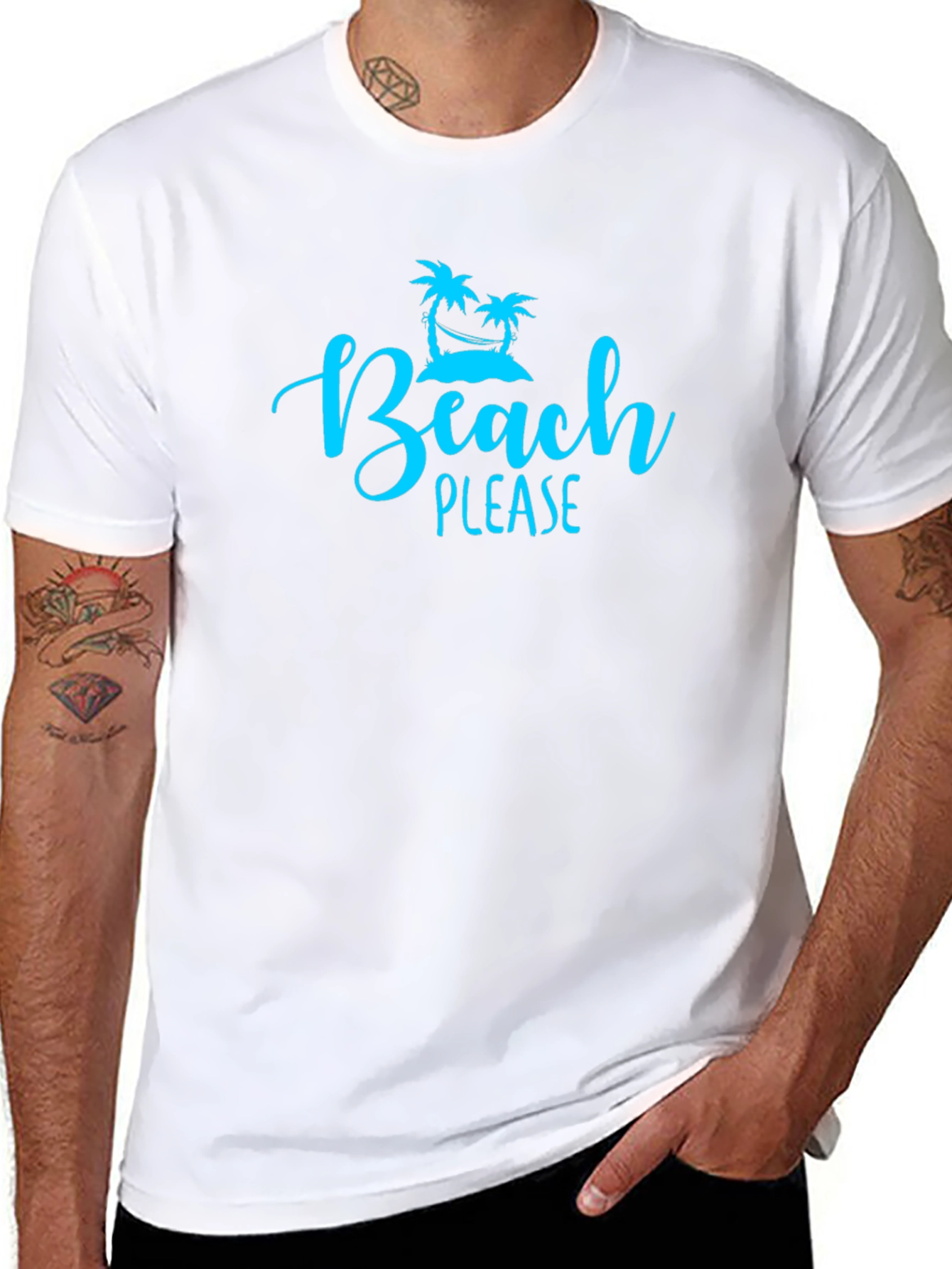 Beach Please Graphic Tee - Black