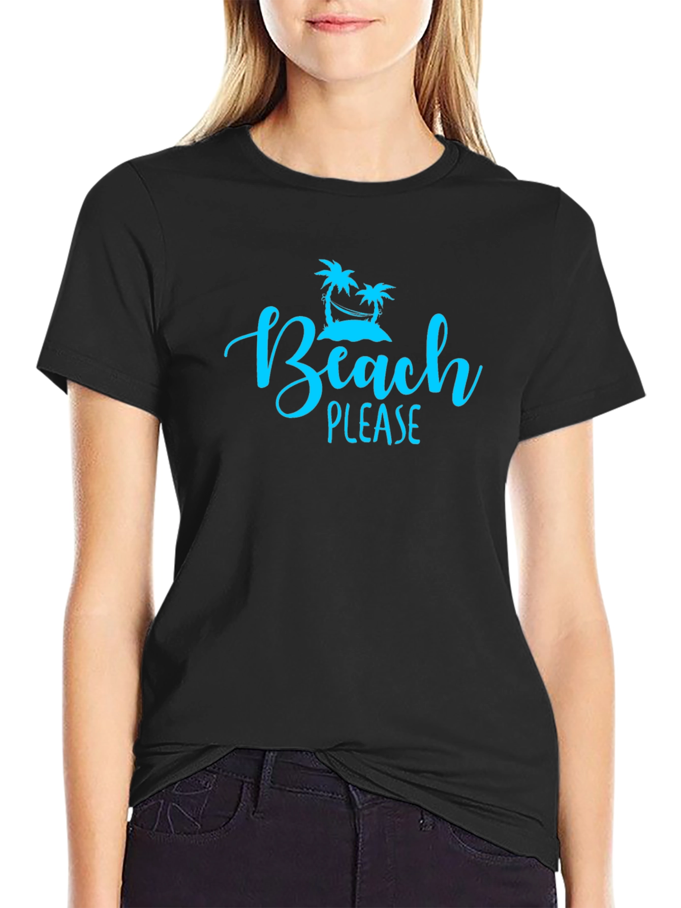 Beach Please Graphic Tee - Black