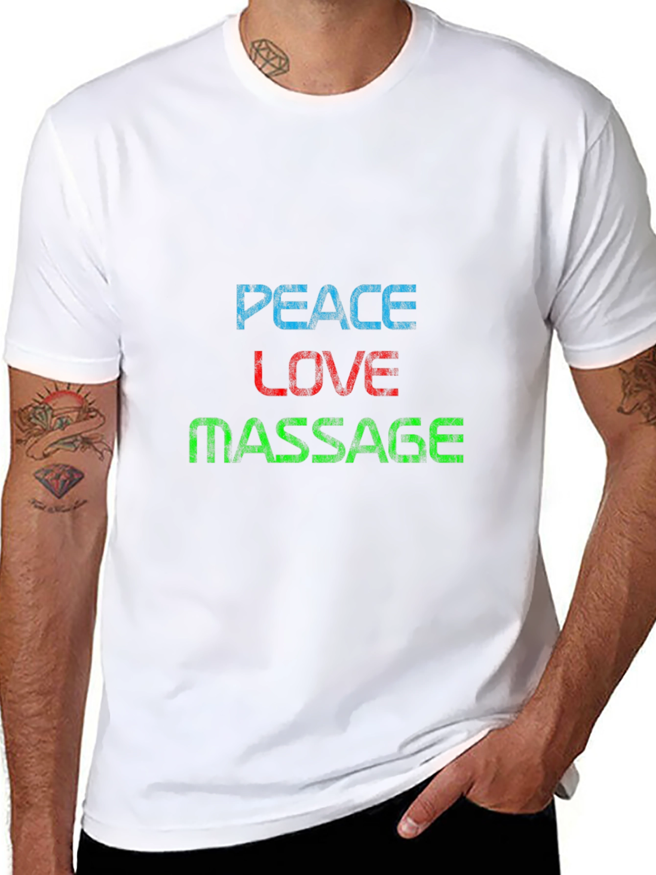 Peace Love Massage T-Shirt - Unique Graphic Tee