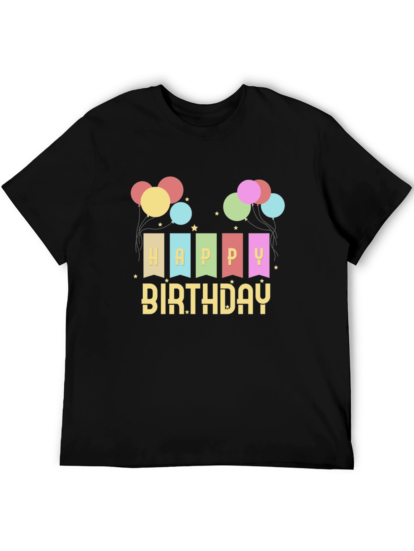 Happy Birthday Graphic Tee - Black Crew Neck