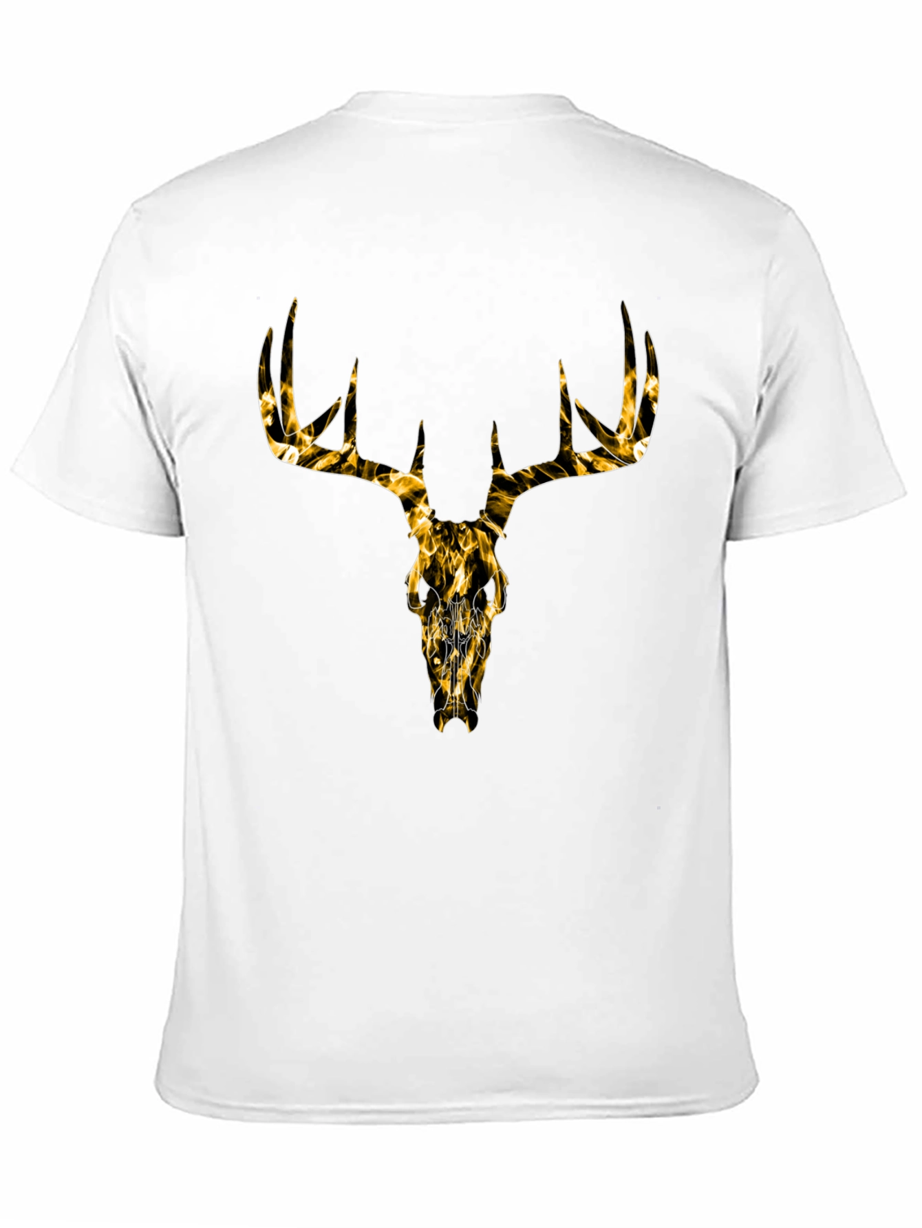 Mens Black T-Shirt with Gold Deer Skull Graphic