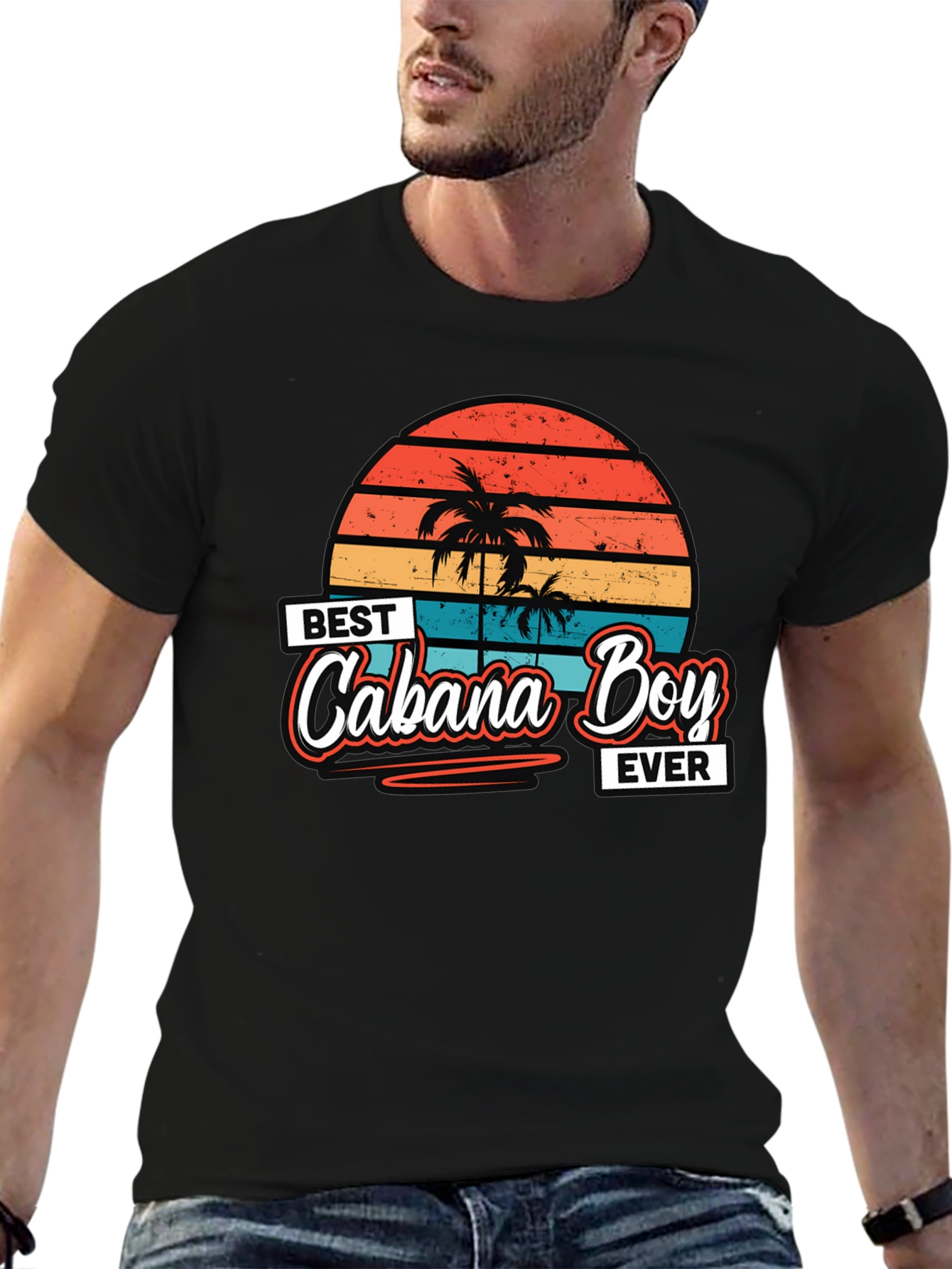 Best Cabana Boy Ever T-Shirt Retro Sunset Palm Trees