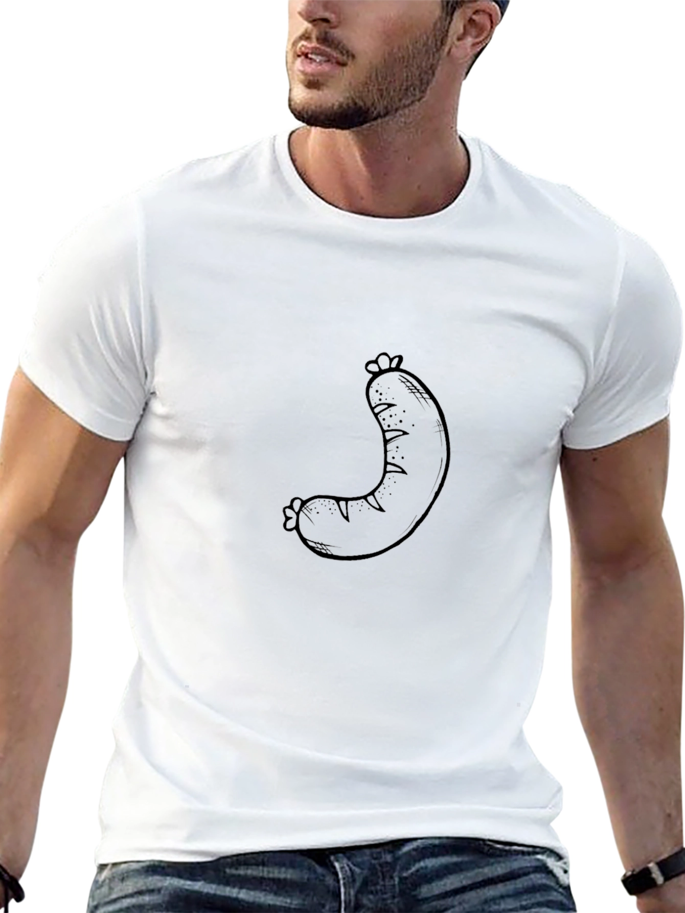 Sausage Graphic Black T-Shirt - Mens Casual Tee