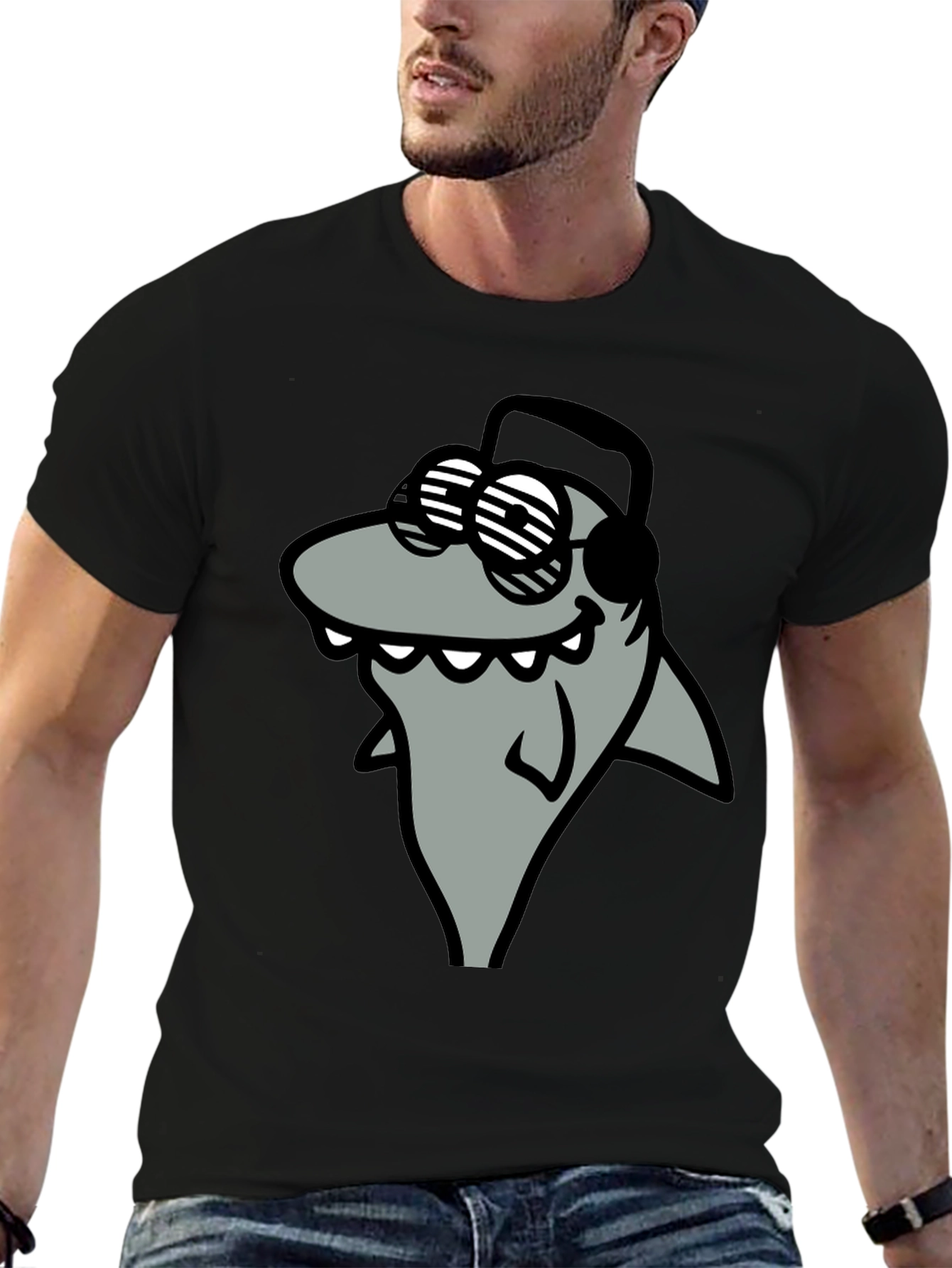 Shark with Shades Graphic T-Shirt - Cool and Fun
