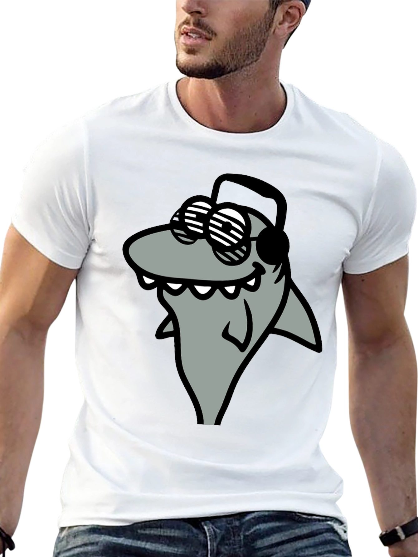 Shark with Shades Graphic T-Shirt - Cool and Fun