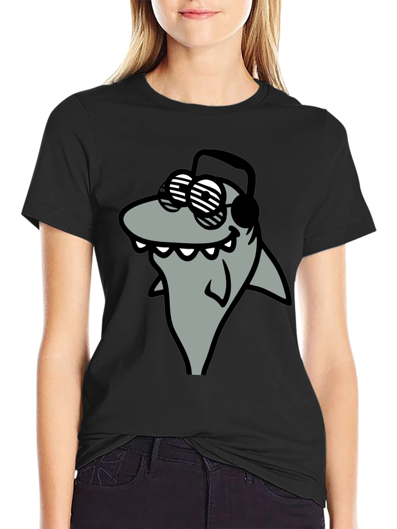 Shark with Shades Graphic T-Shirt - Cool and Fun