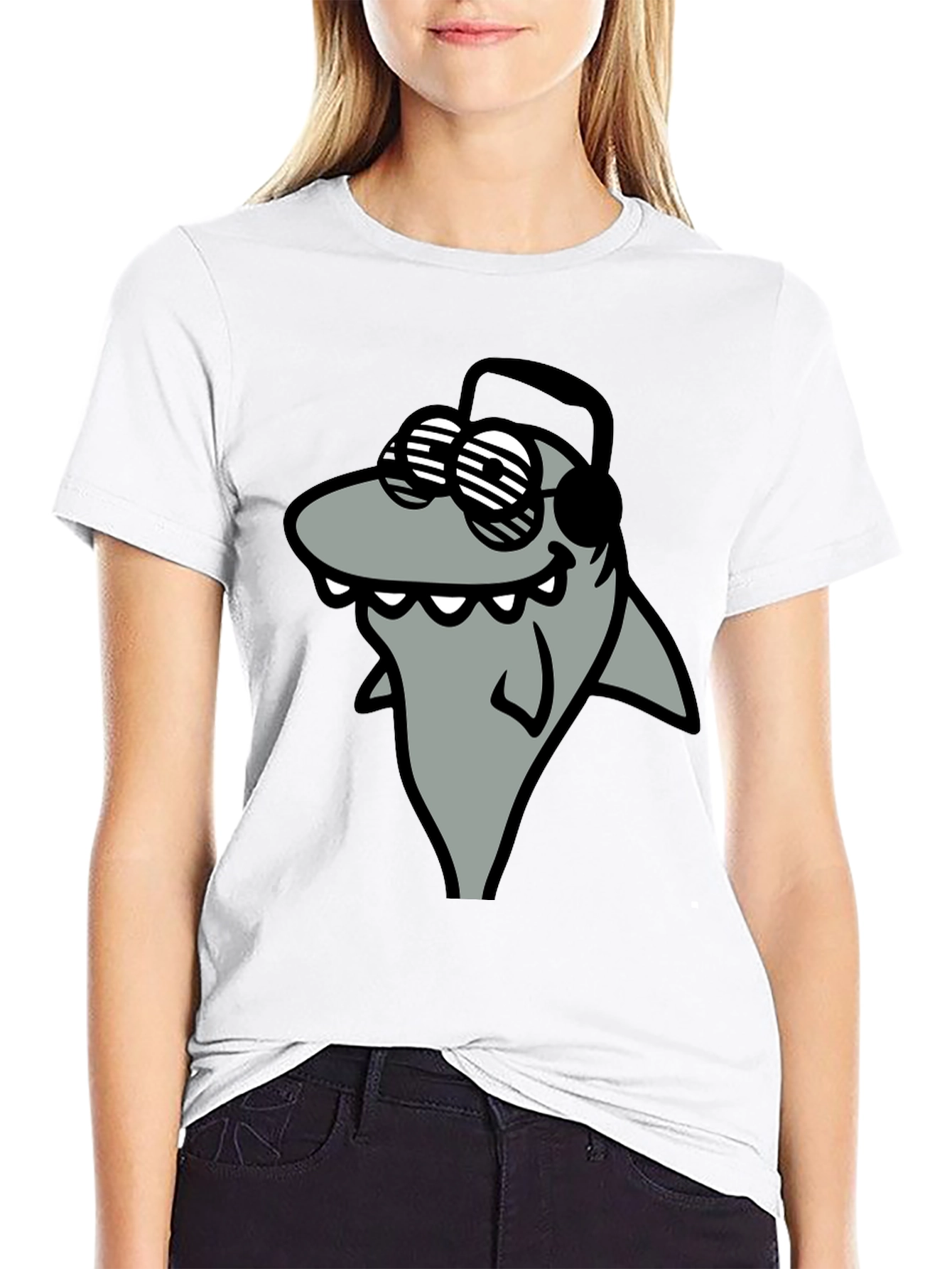 Shark with Shades Graphic T-Shirt - Cool and Fun