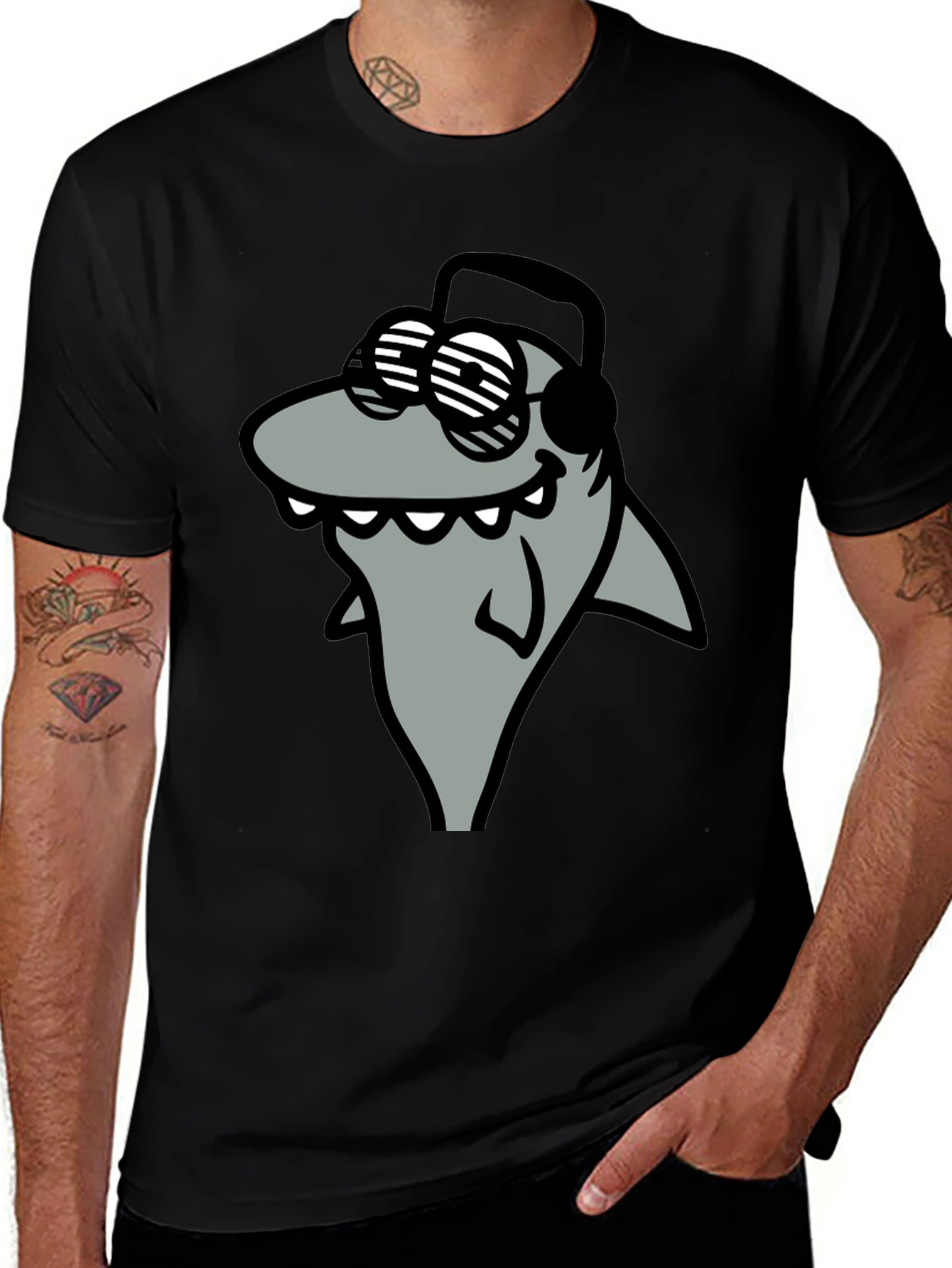 Shark with Shades Graphic T-Shirt - Cool and Fun