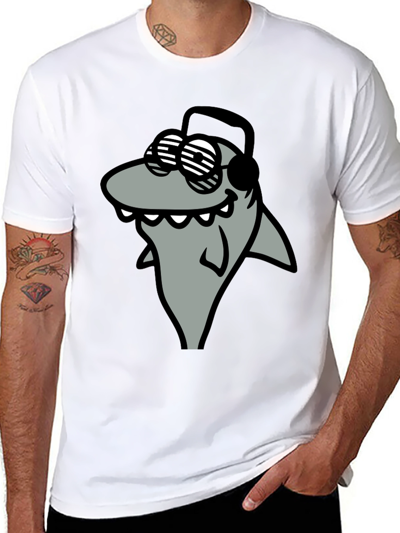 Shark with Shades Graphic T-Shirt - Cool and Fun