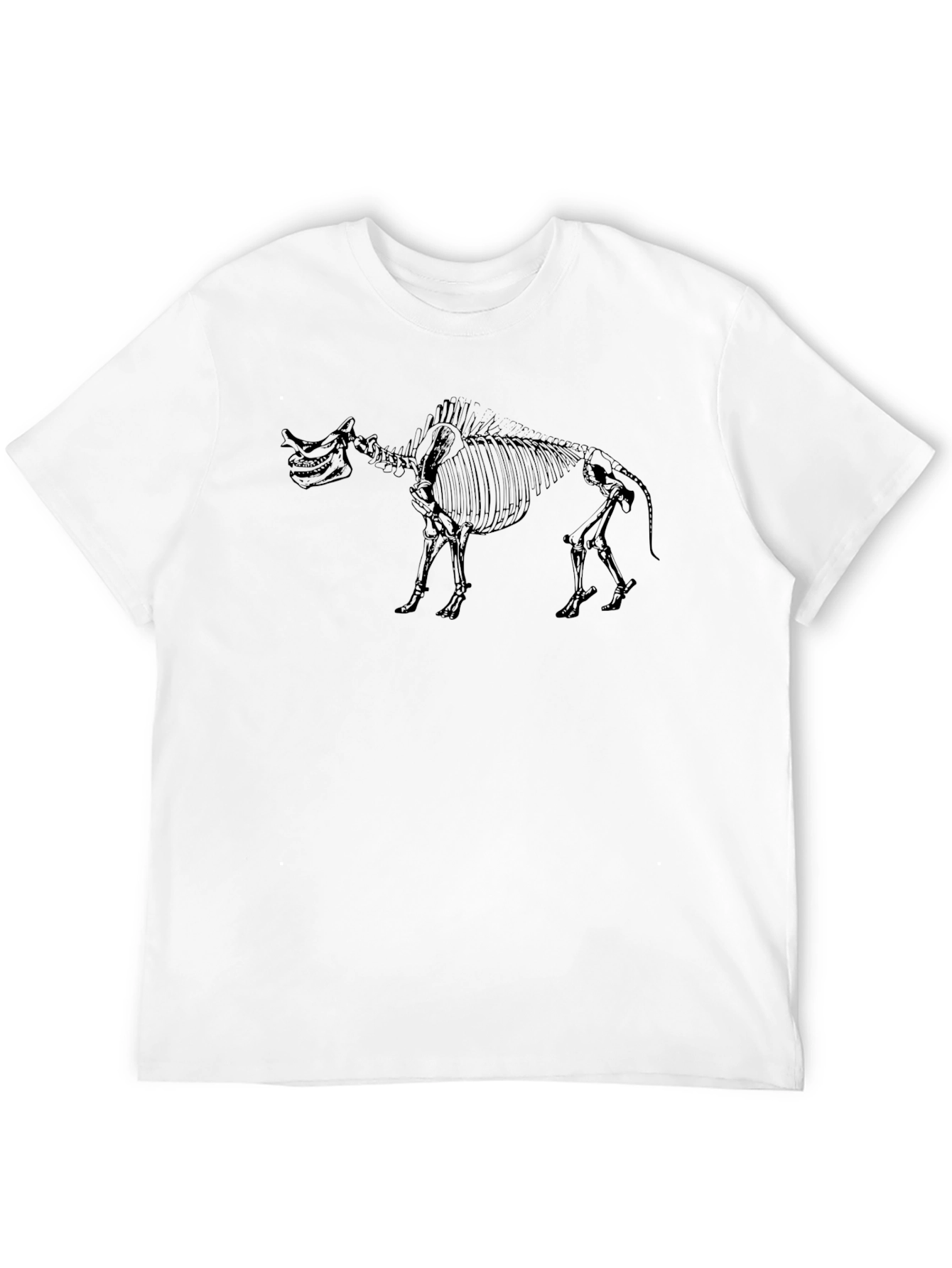 Black T-Shirt with Animal Skeleton Design