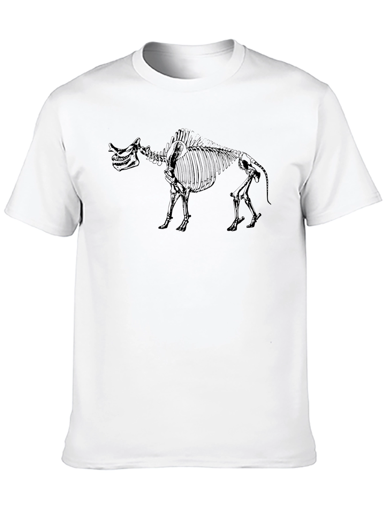 Black T-Shirt with Animal Skeleton Design