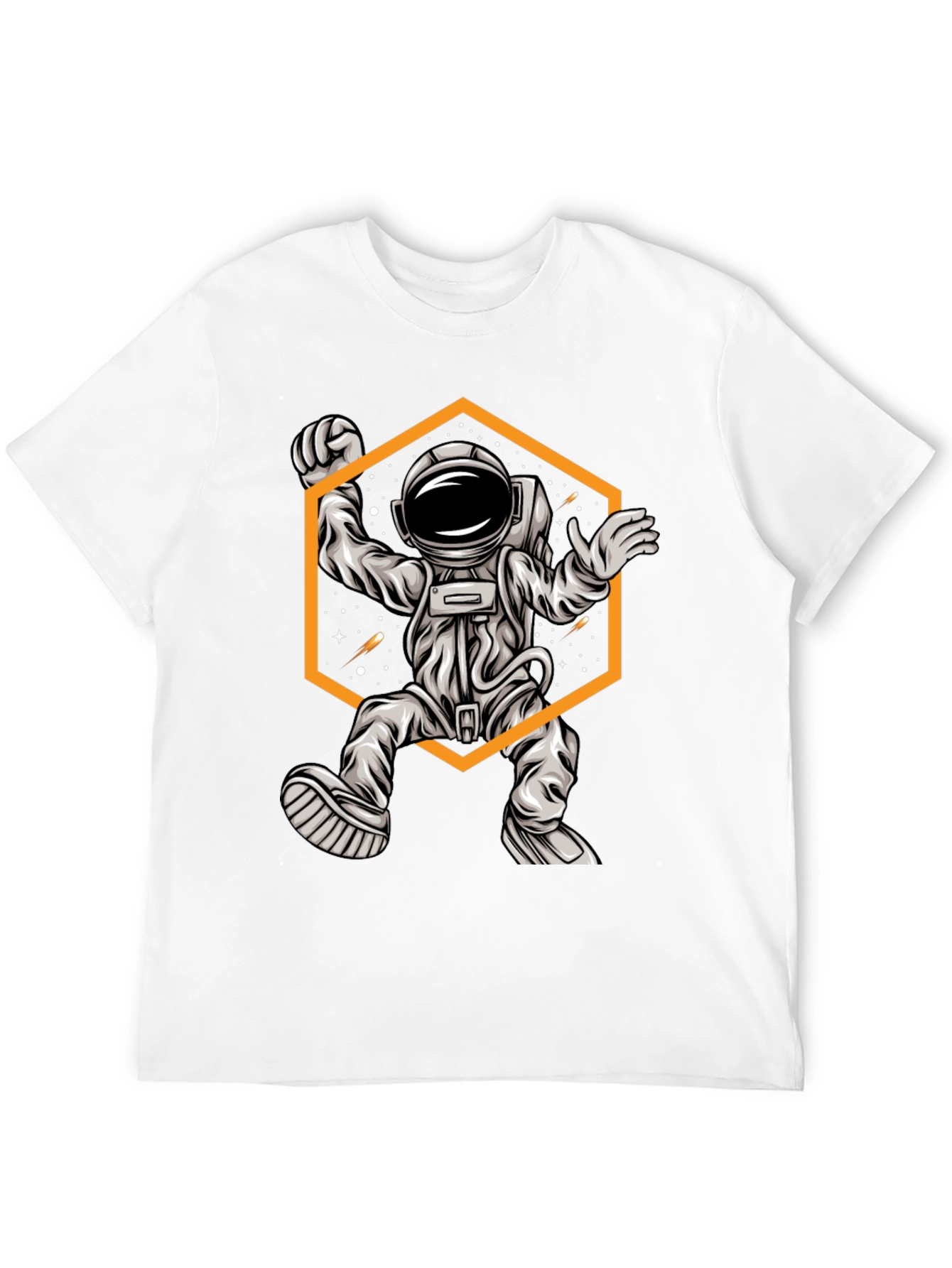 Astronaut Graphic Tee - Space Design Black T-Shirt