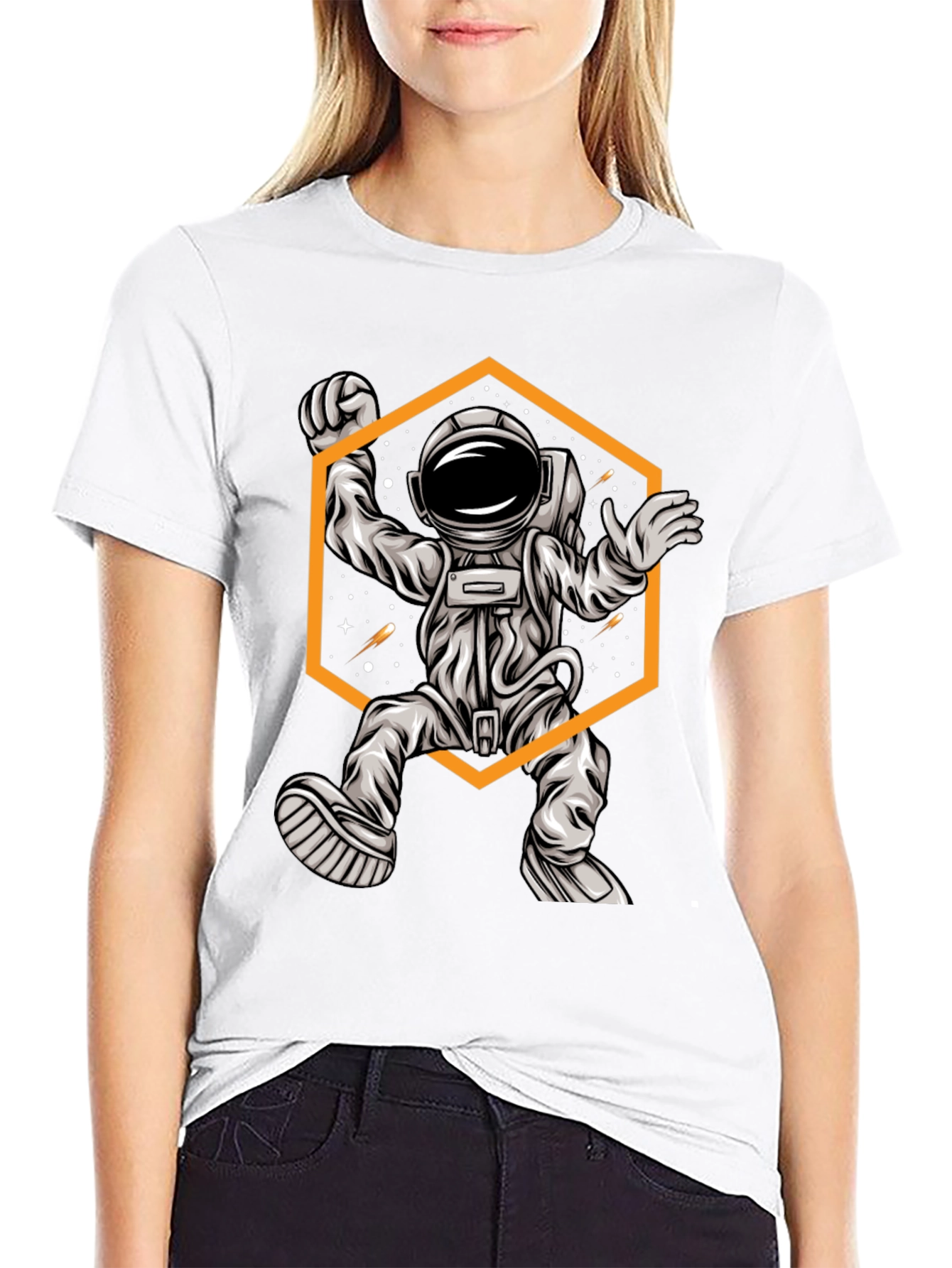 Astronaut Graphic Tee - Space Design Black T-Shirt