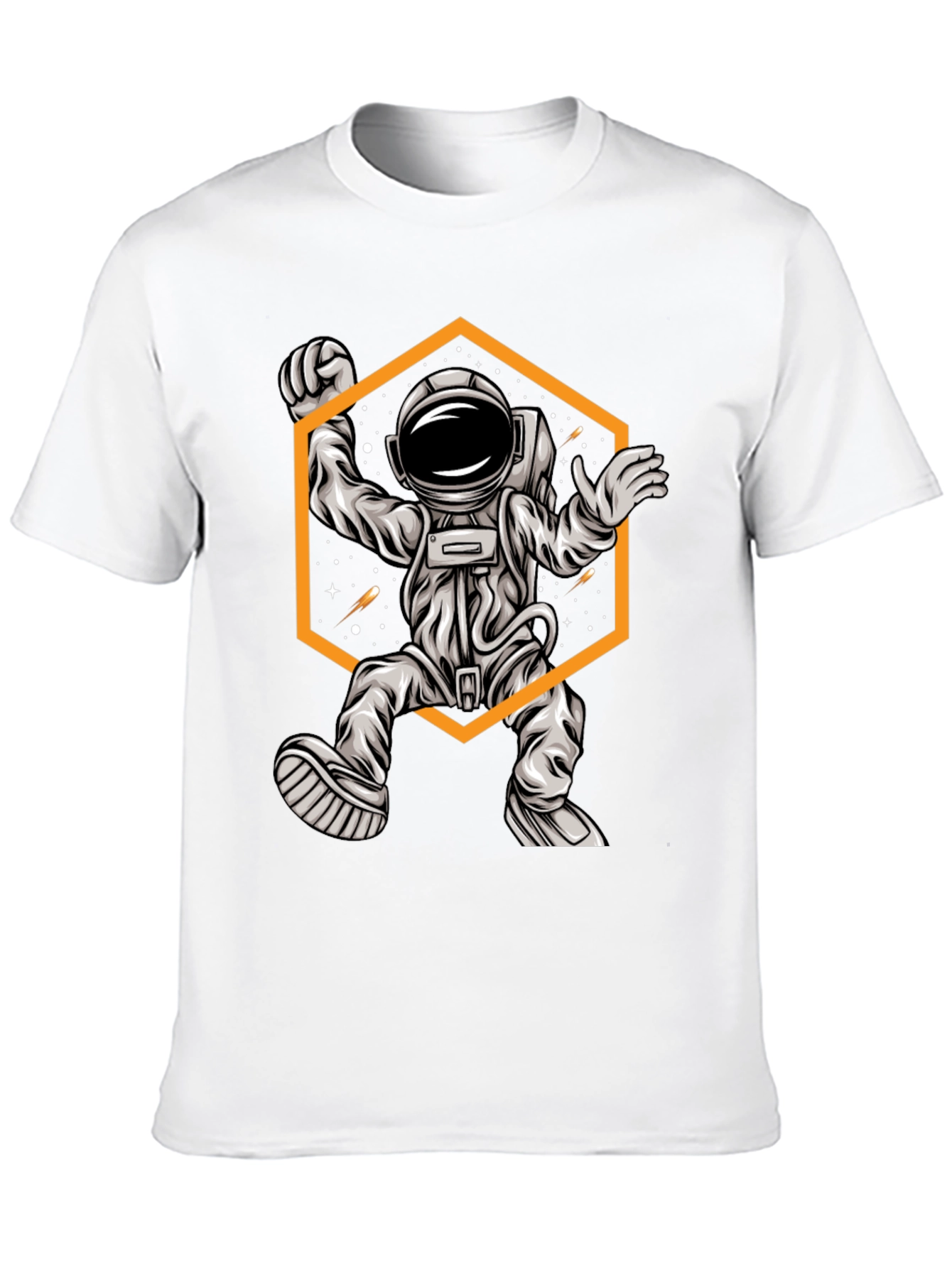 Astronaut Graphic Tee - Space Design Black T-Shirt