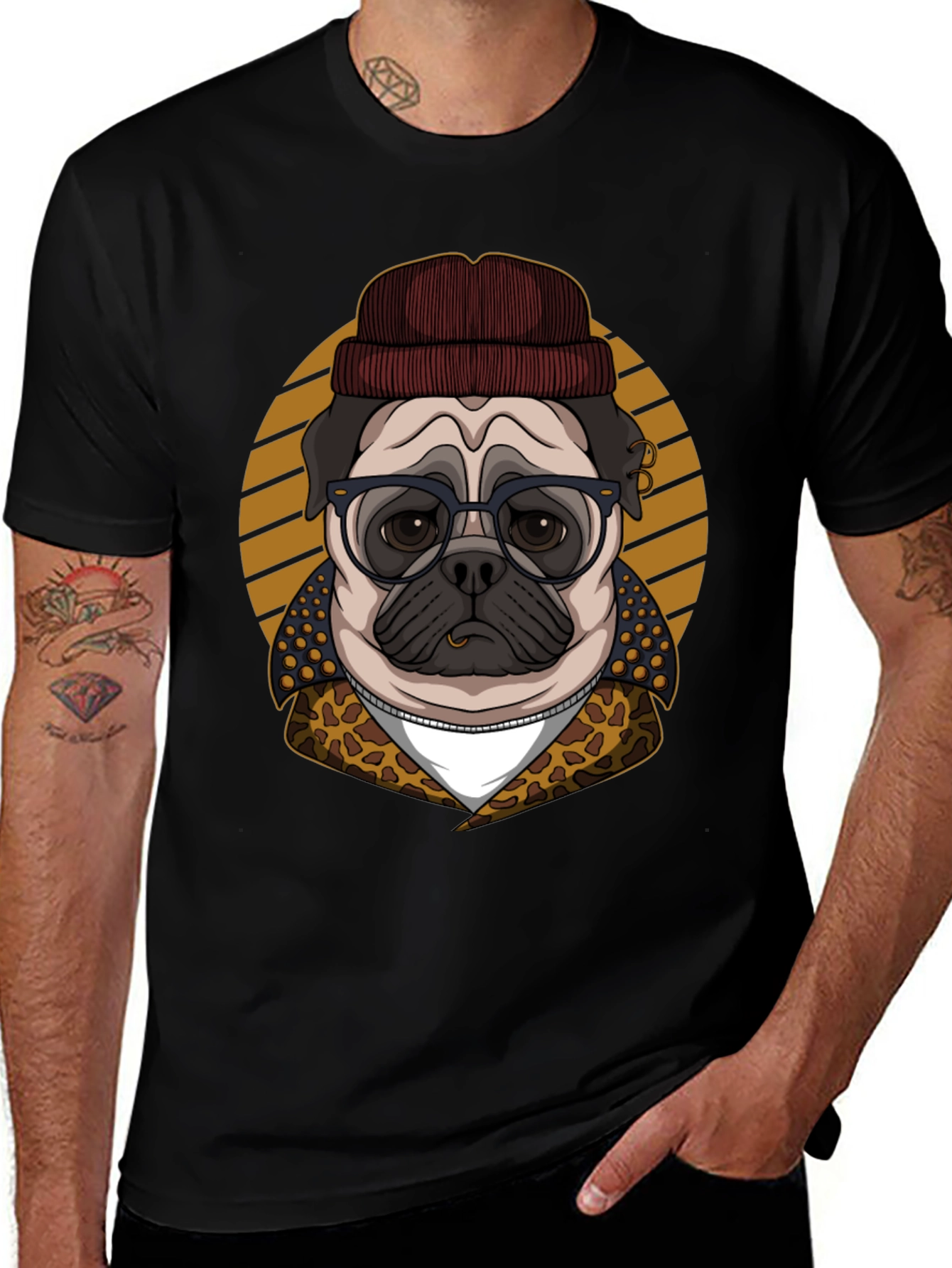 Hipster Pug T-Shirt - Cool Dog Graphic Tee