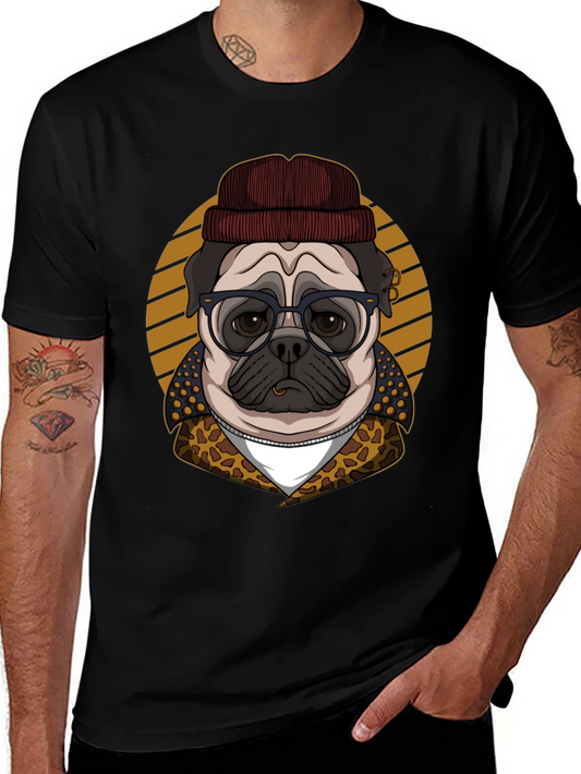 Hipster Pug T-Shirt - Cool Dog Graphic Tee