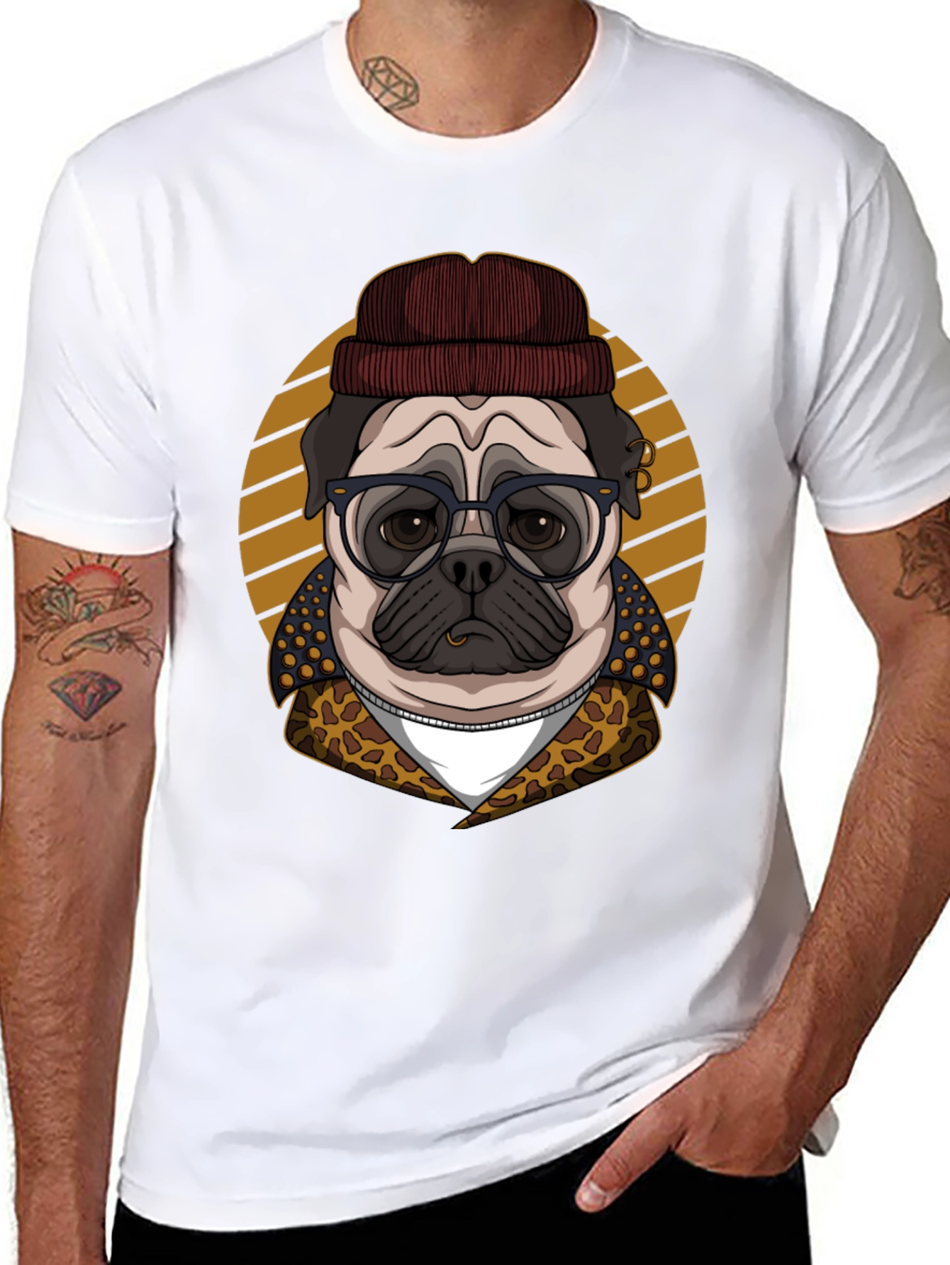 Hipster Pug T-Shirt - Cool Dog Graphic Tee