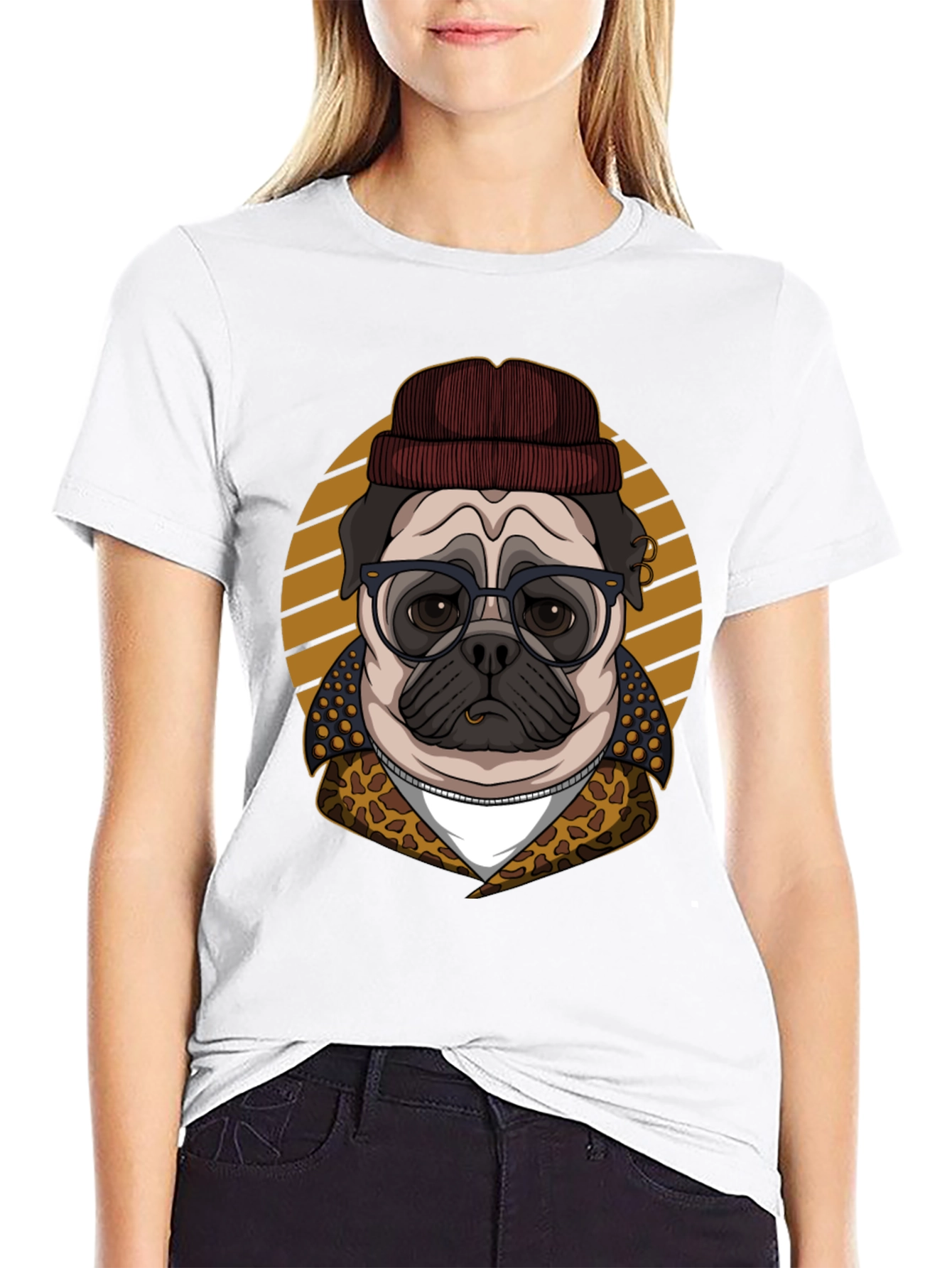Hipster Pug T-Shirt - Cool Dog Graphic Tee