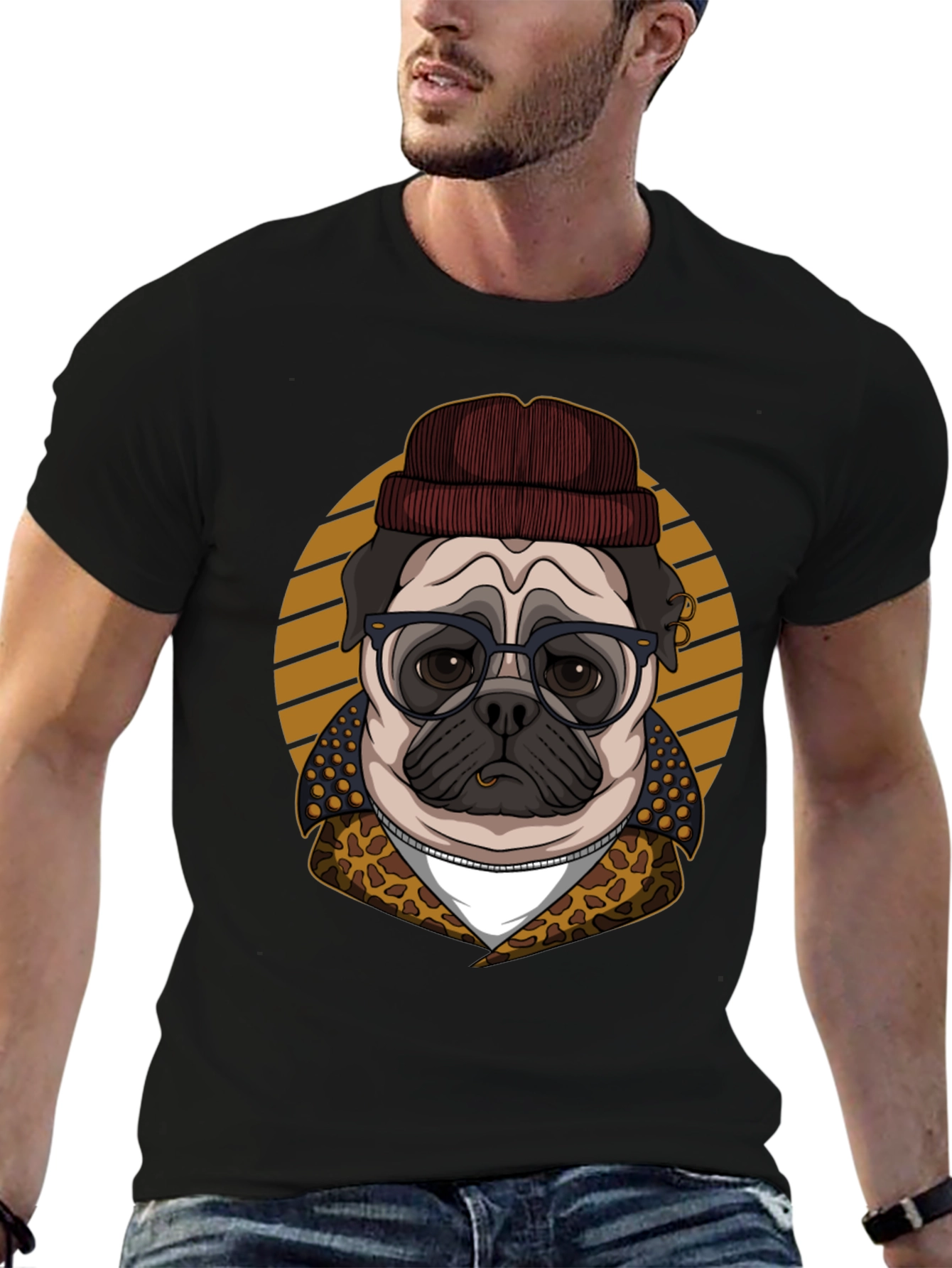 Hipster Pug T-Shirt - Cool Dog Graphic Tee