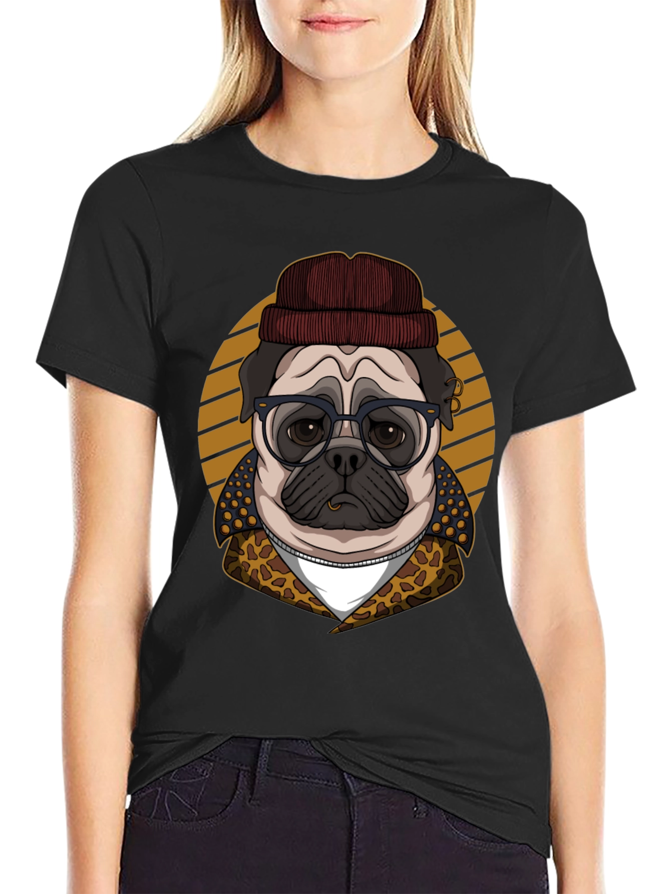 Hipster Pug T-Shirt - Cool Dog Graphic Tee