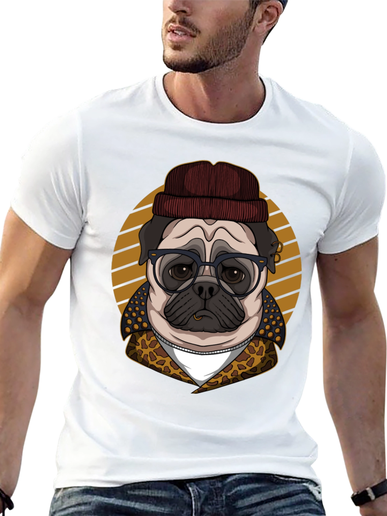 Hipster Pug T-Shirt - Cool Dog Graphic Tee