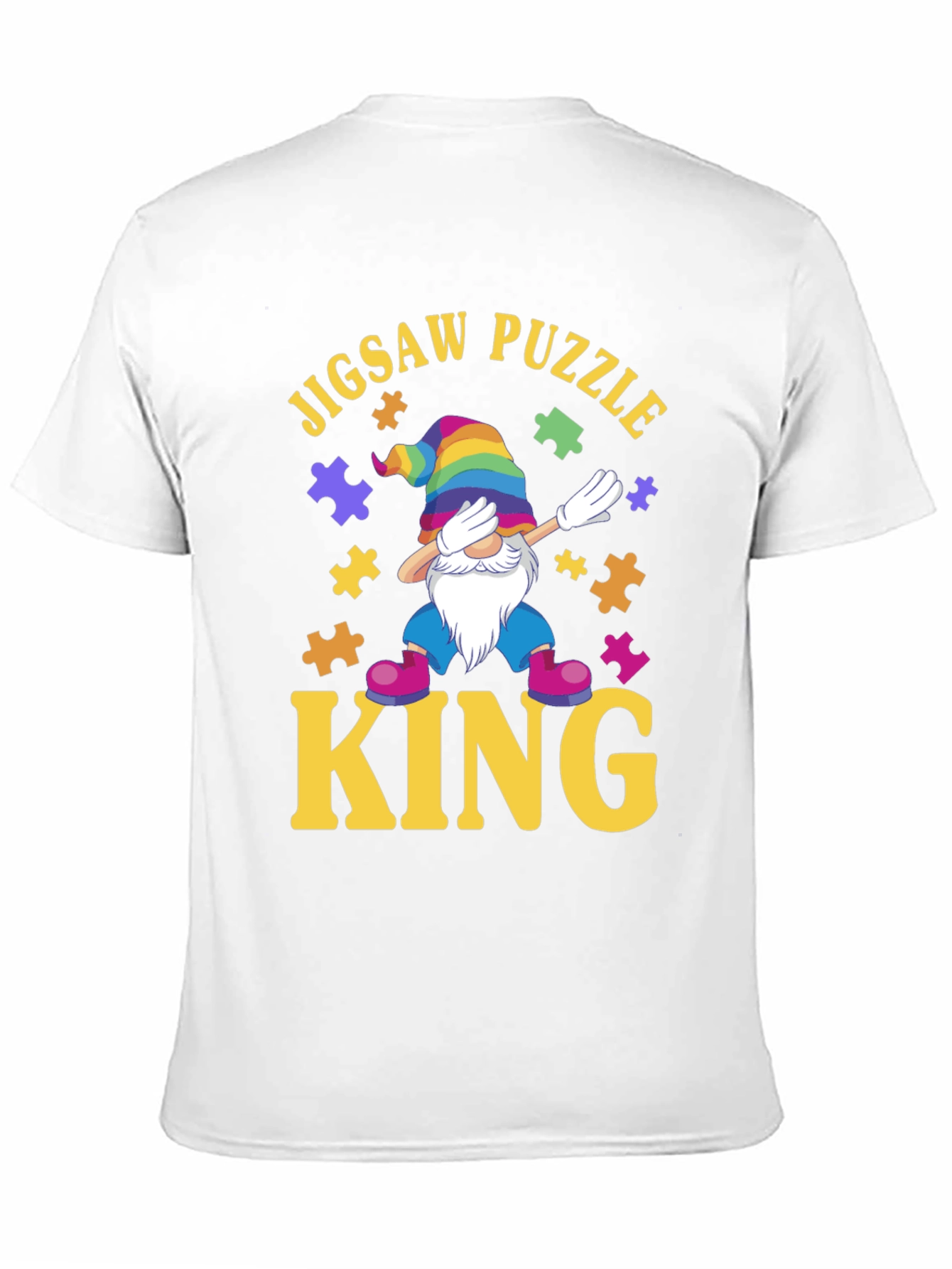 Jigsaw Puzzle King T-Shirt: Dab Gnome Puzzle Lover Tee