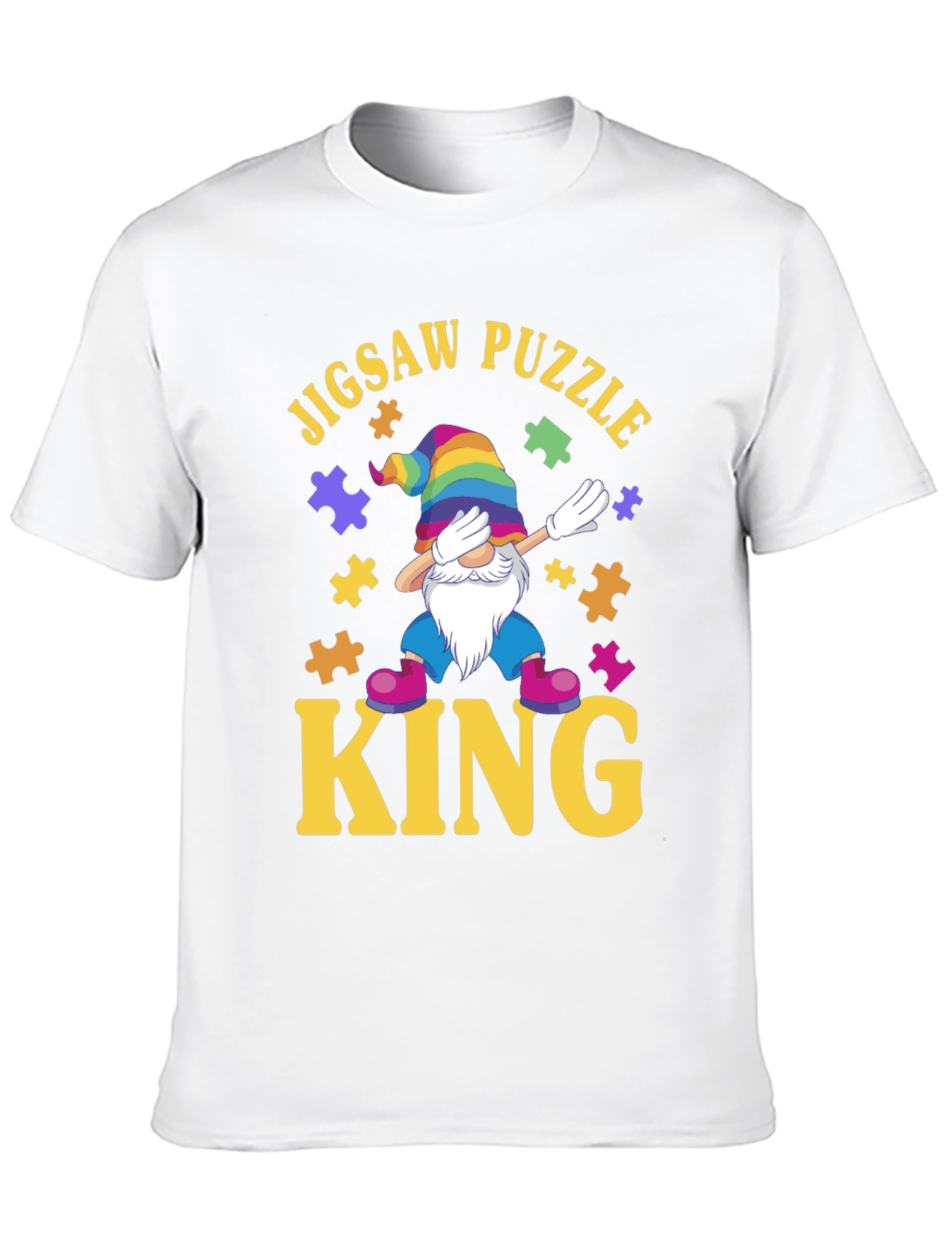 Jigsaw Puzzle King T-Shirt: Dab Gnome Puzzle Lover Tee