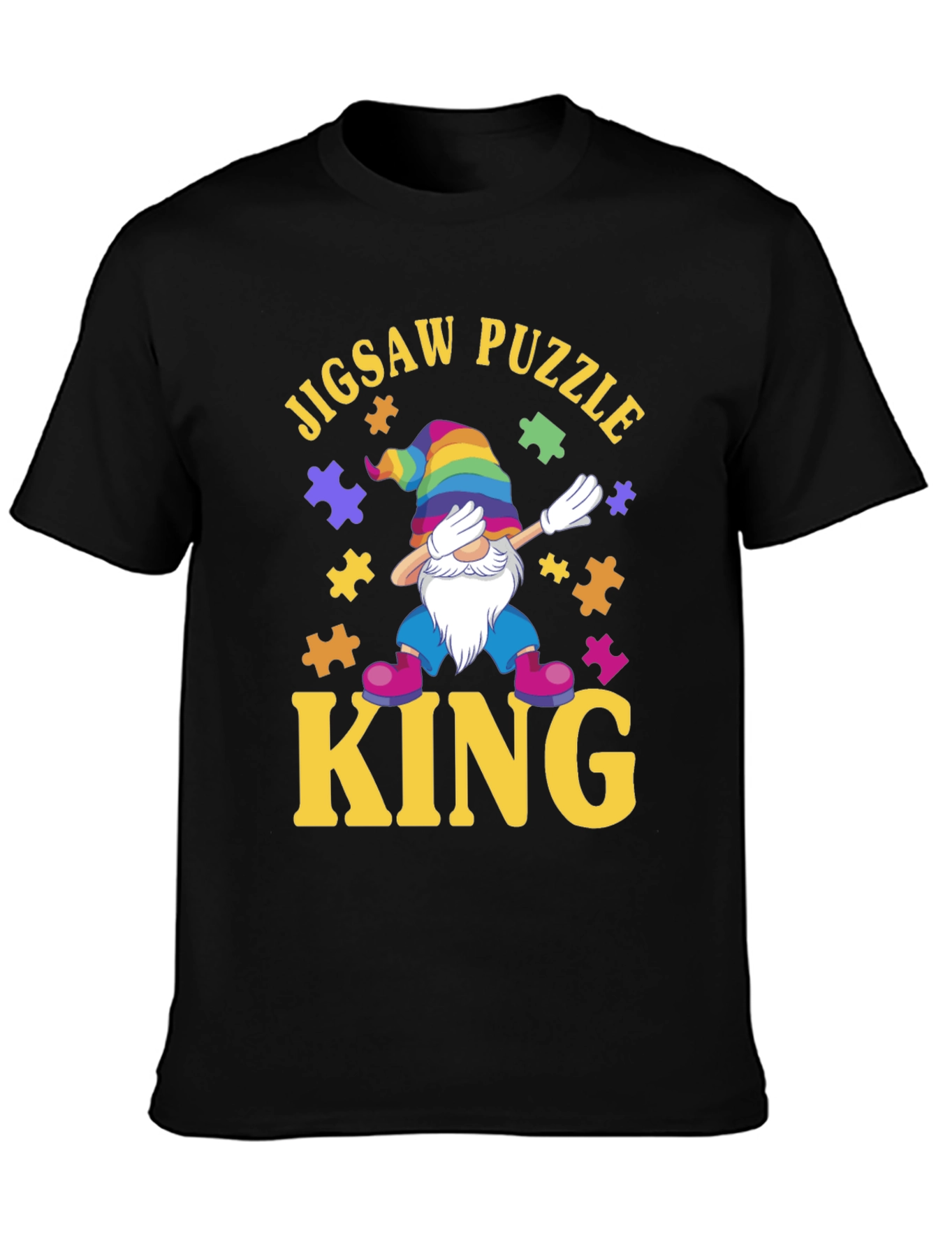 Jigsaw Puzzle King T-Shirt: Dab Gnome Puzzle Lover Tee