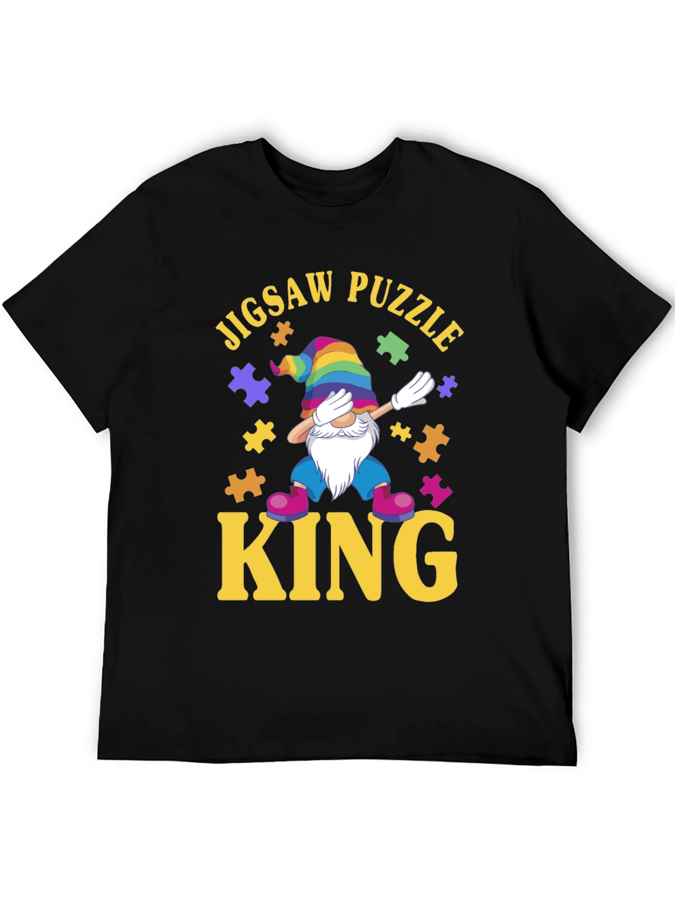 Jigsaw Puzzle King T-Shirt: Dab Gnome Puzzle Lover Tee