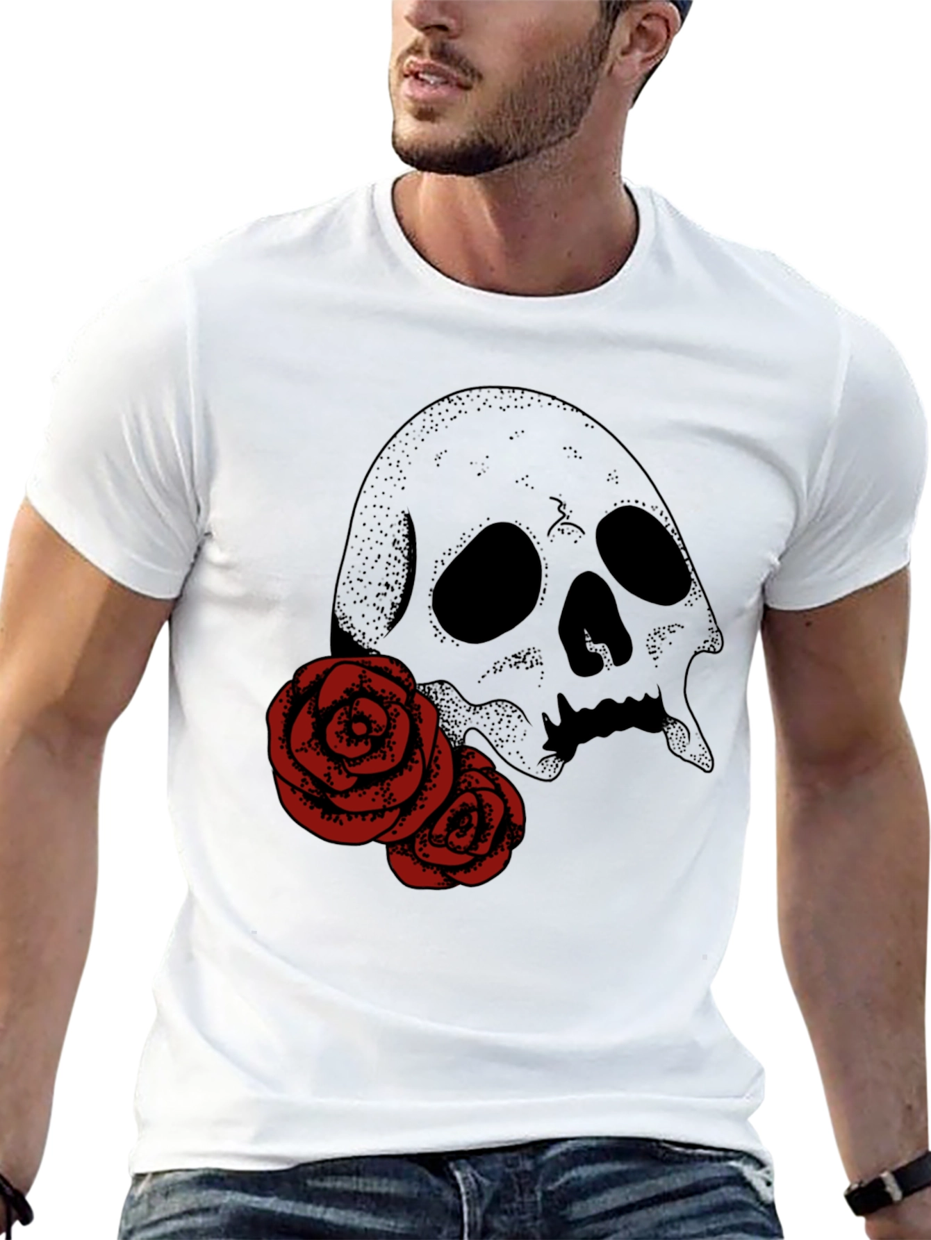 Skull & Roses Graphic Tee - Classic Black T-Shirt
